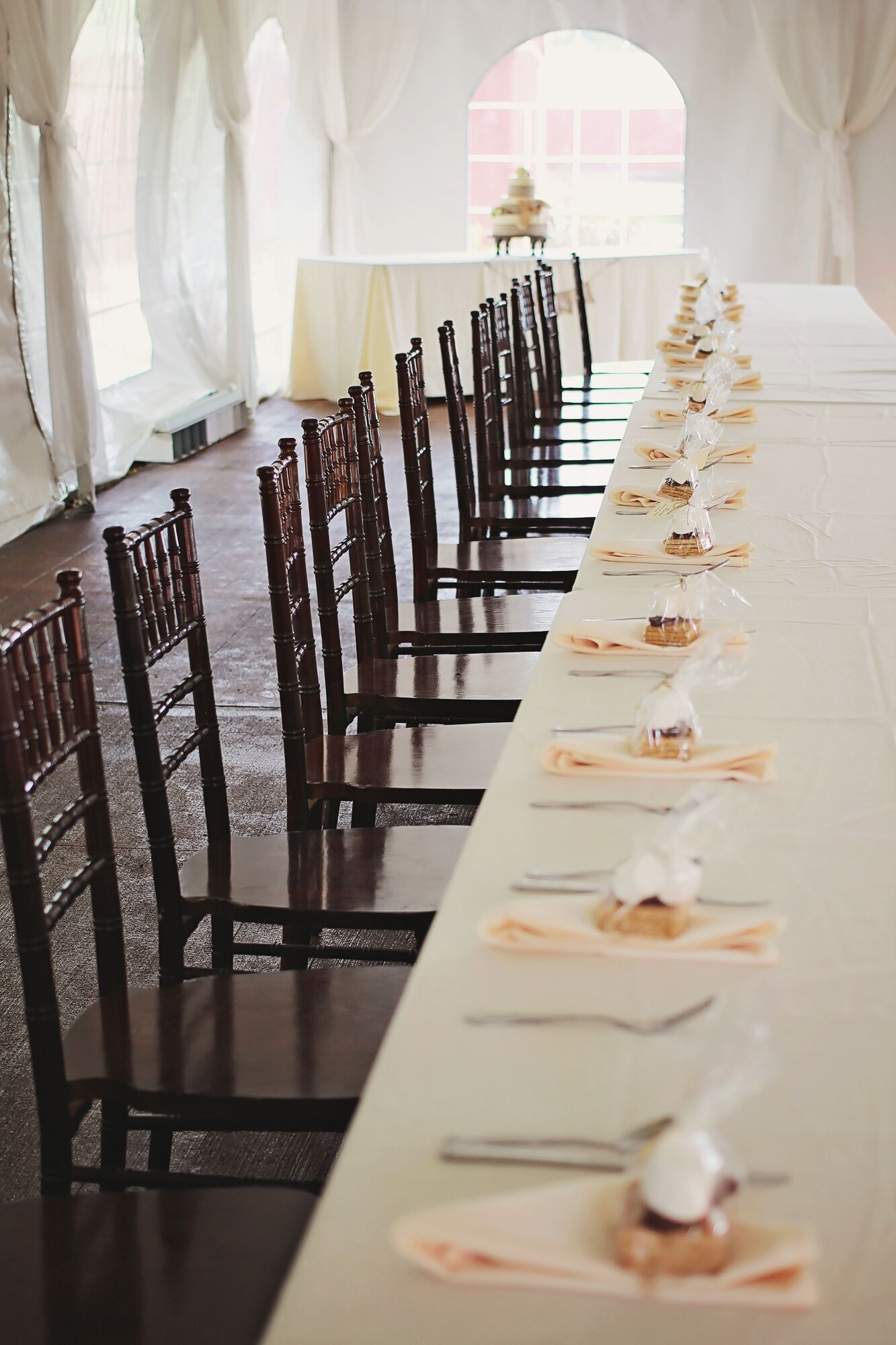 Long Farmhouse Table With Chiavari Chairs