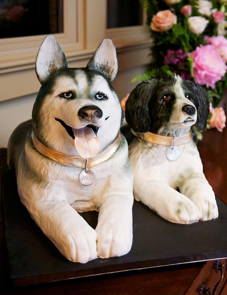 Custom dog-shaped groom's cake designs