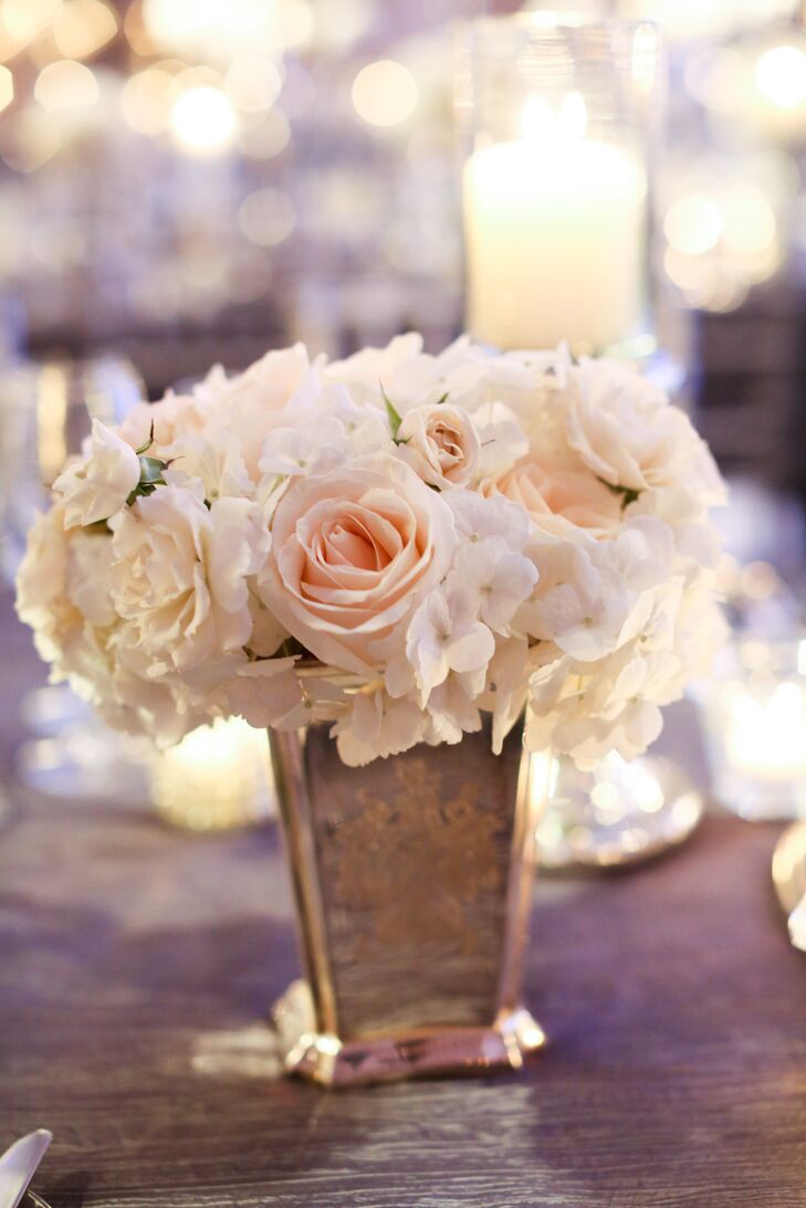 White Rose and Hydrangea Centerpiece