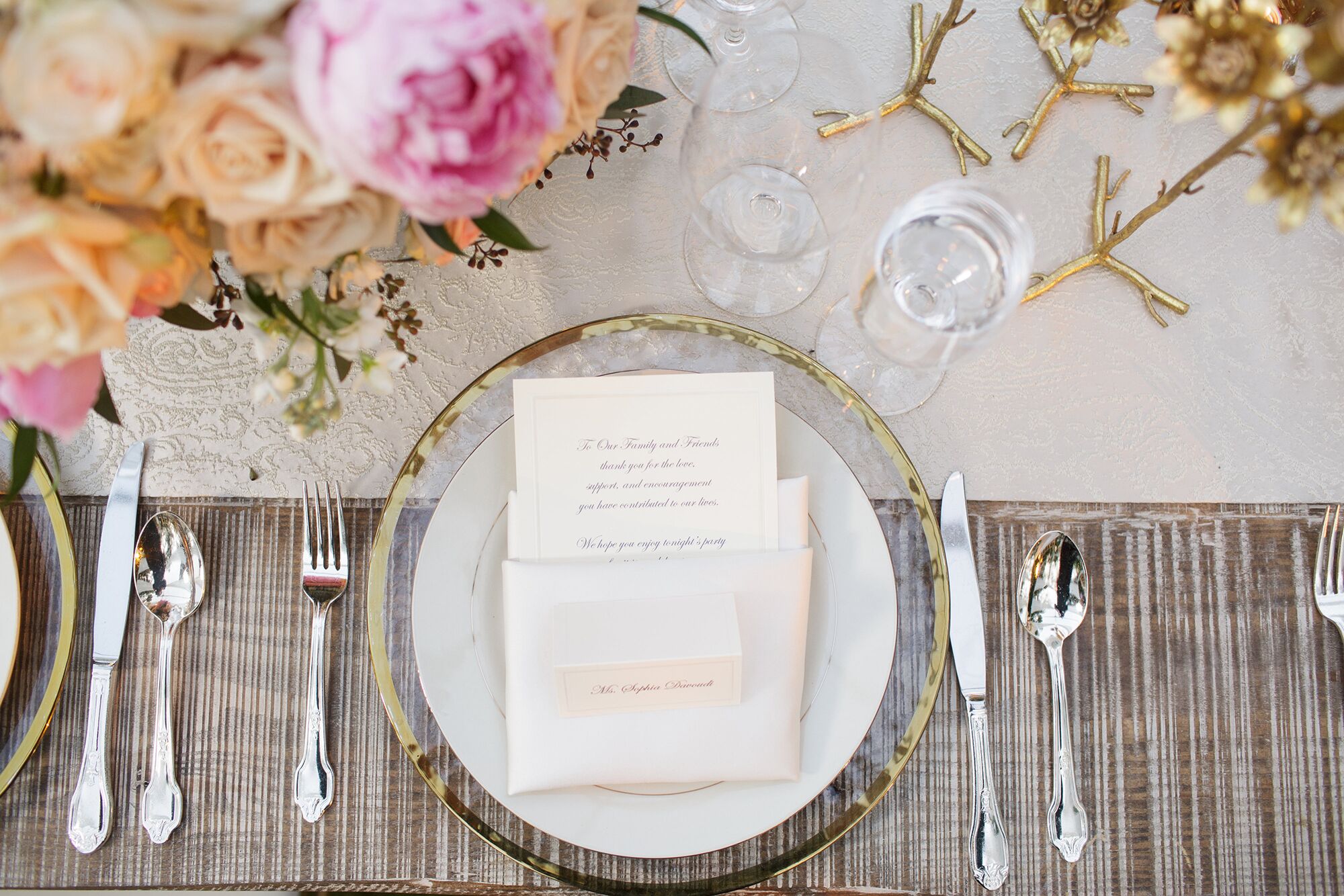 Glam Gilded Dinnerware and Formal Menus