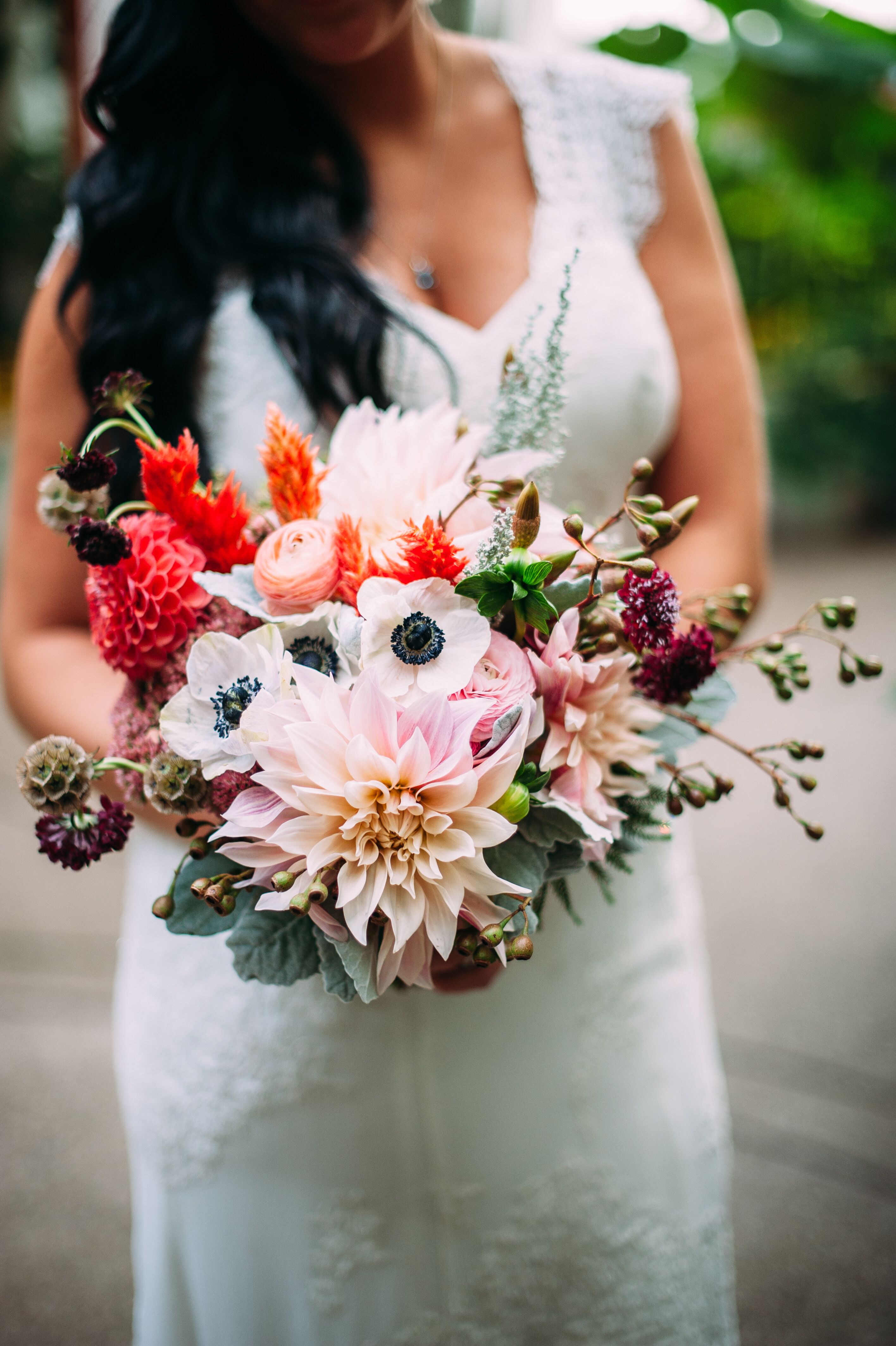 Bride With Colorful Flower Bouquet