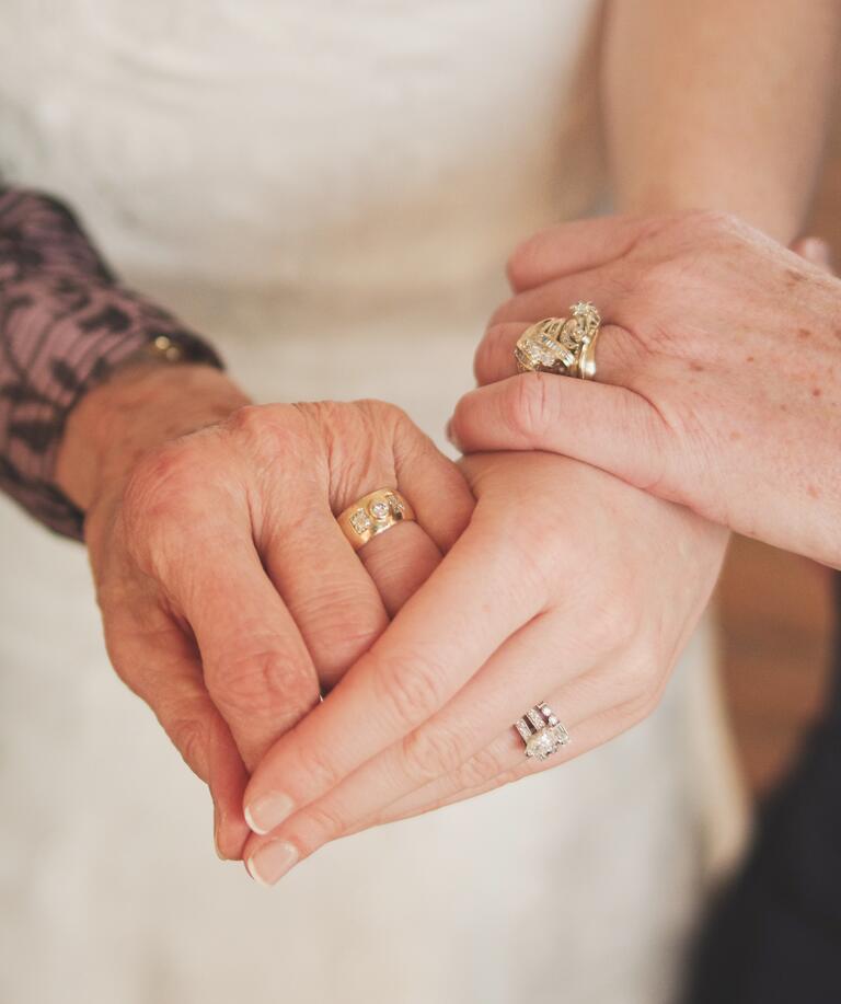 Bride, mom and grandma wedding rings