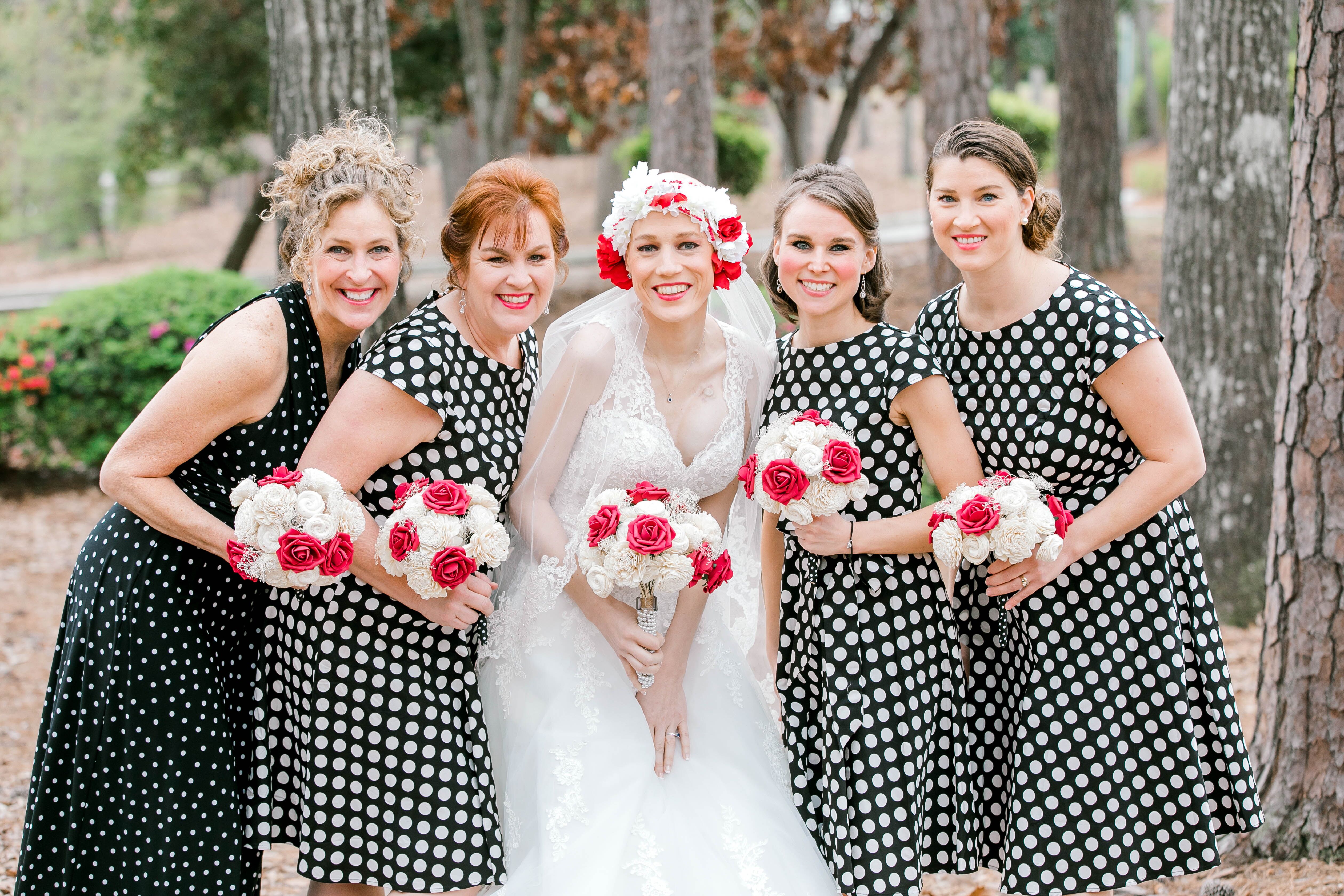 black and white polka dot bridesmaid dresses