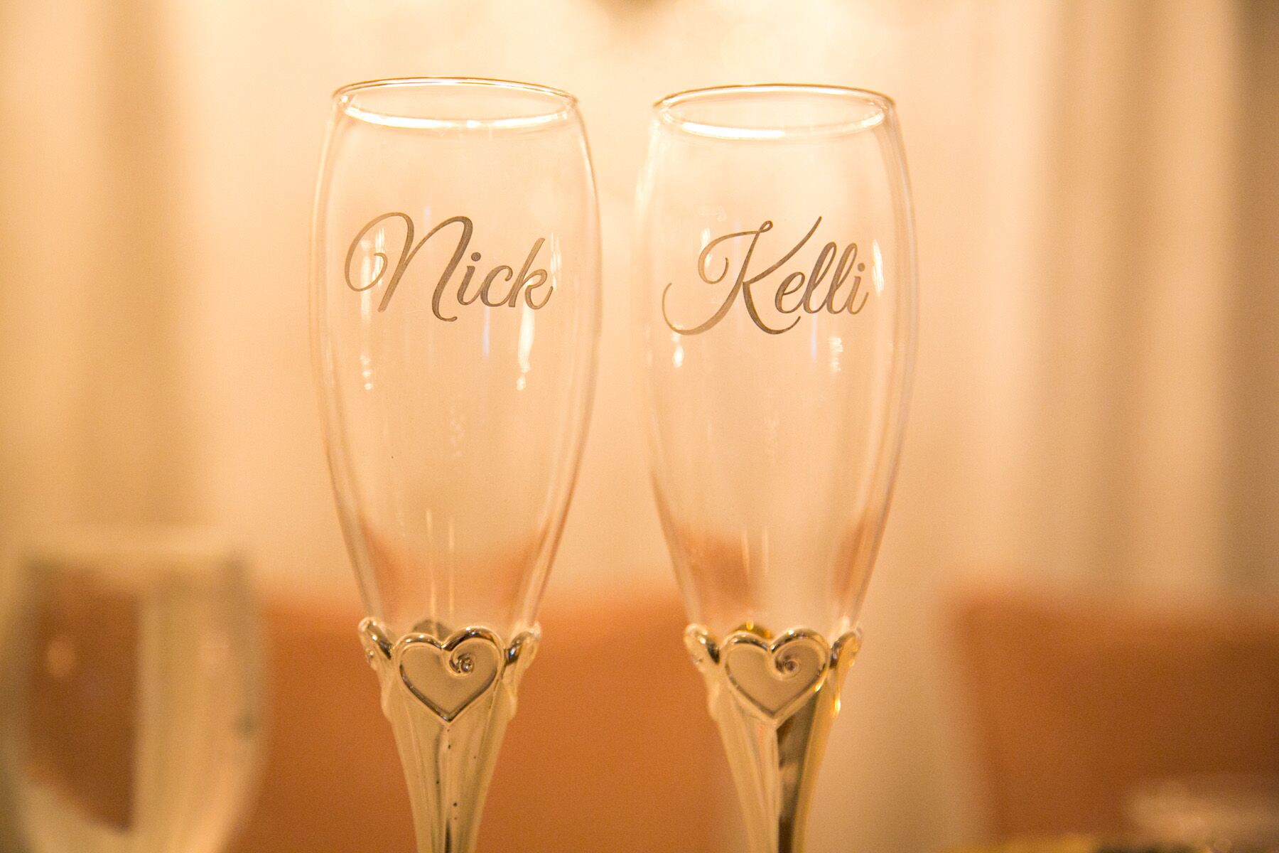 Personalized Champagne Glasses for Married Couple