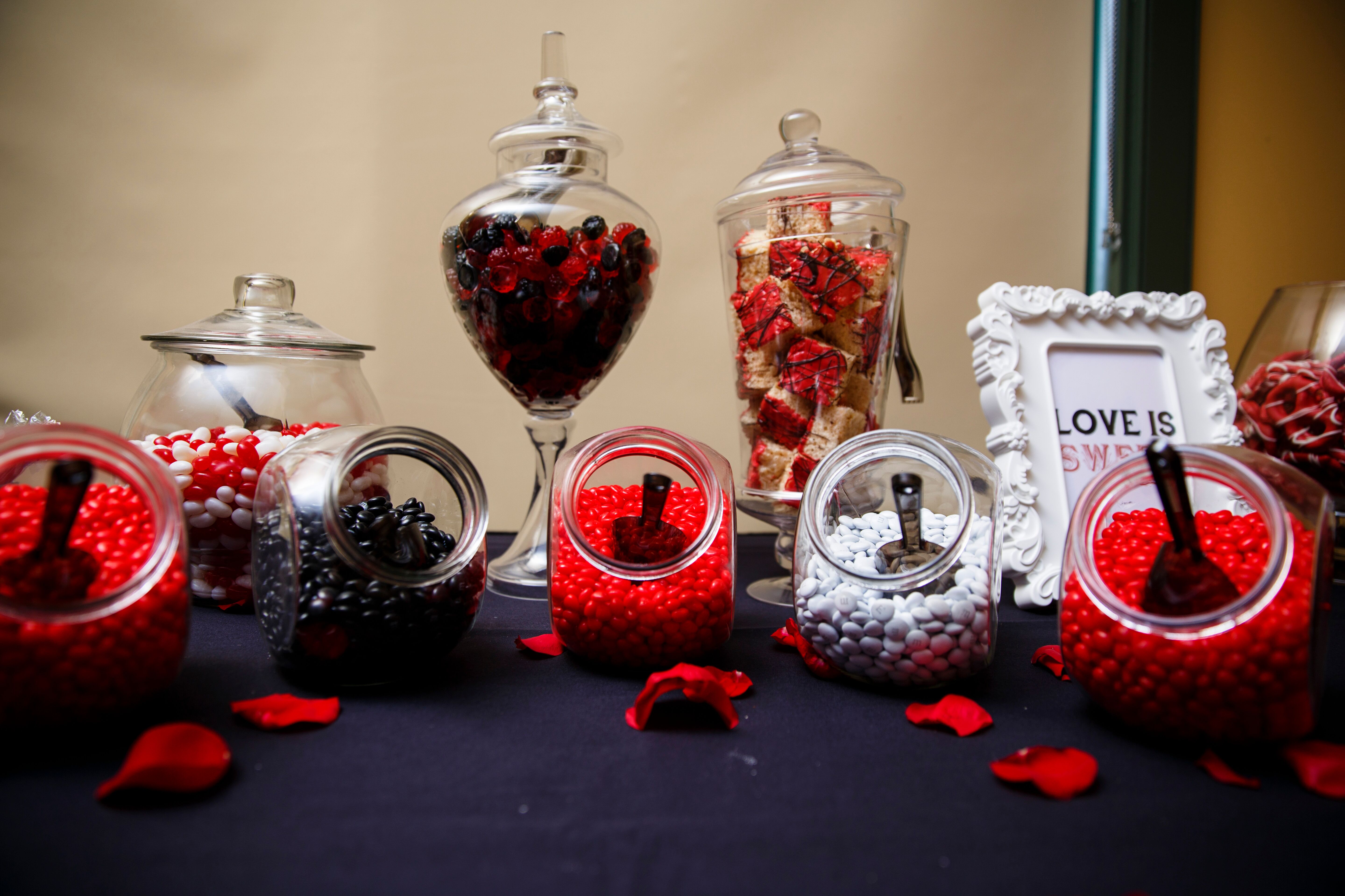 Red, Black and White Candy Dessert Table