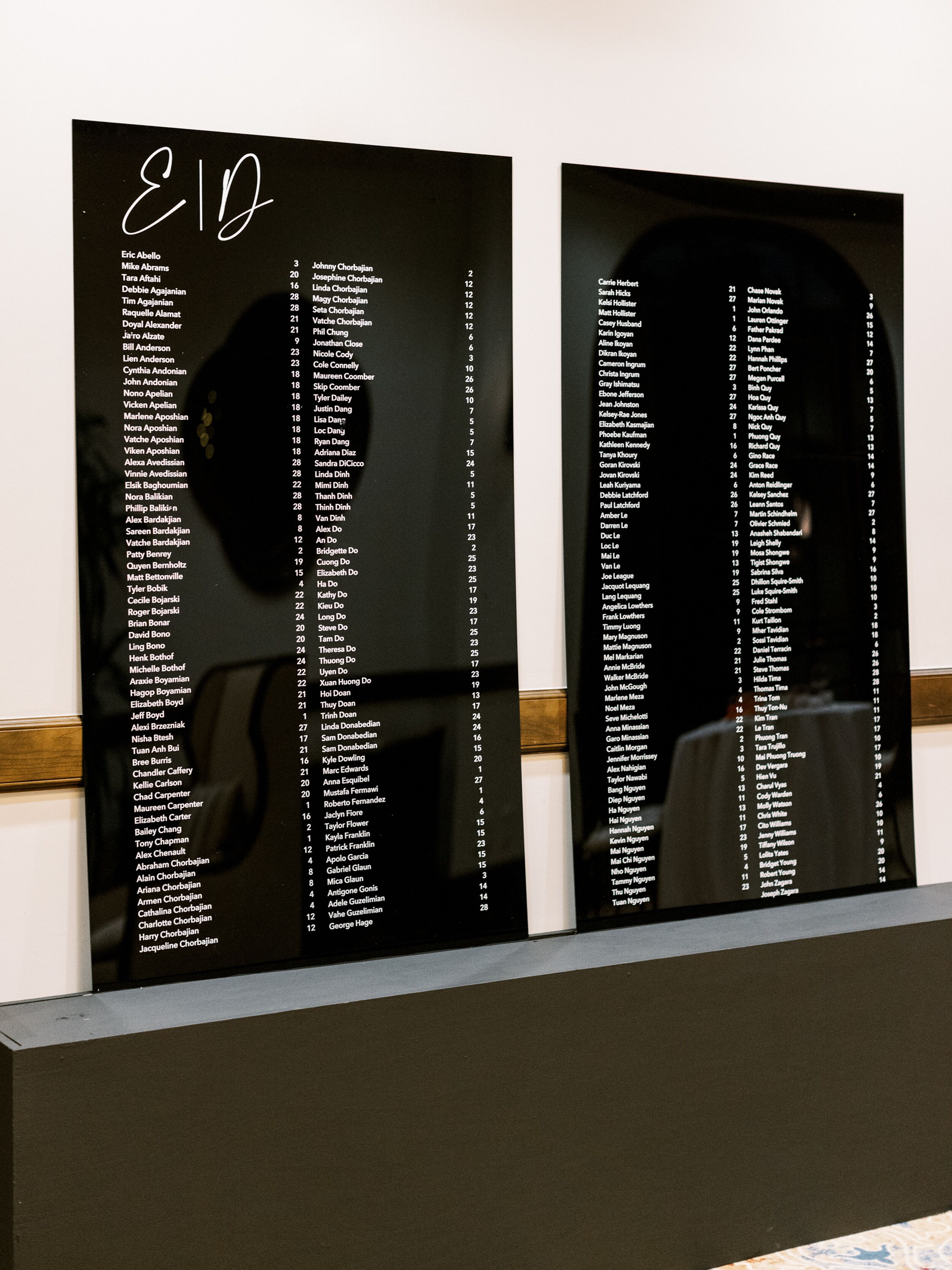 Modern Black Acrylic Seating Chart