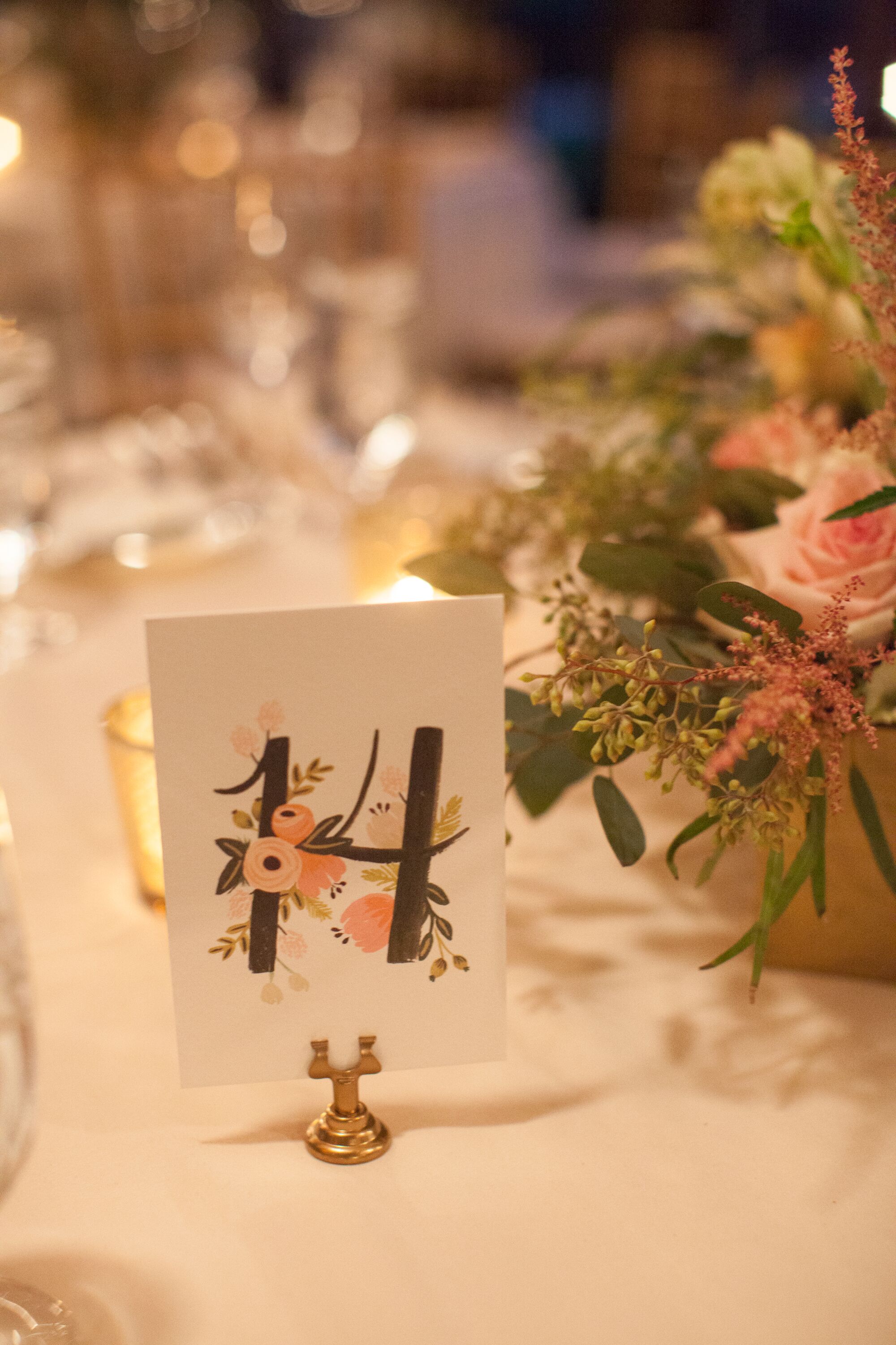 Simple Floral Table Number Cards