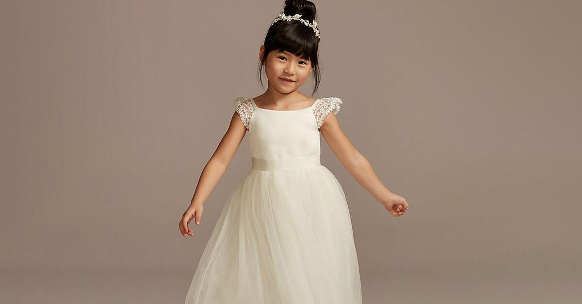 Lovely Girls Flower Lace Princess Dress Wedding Sleeveless Formal Dress 