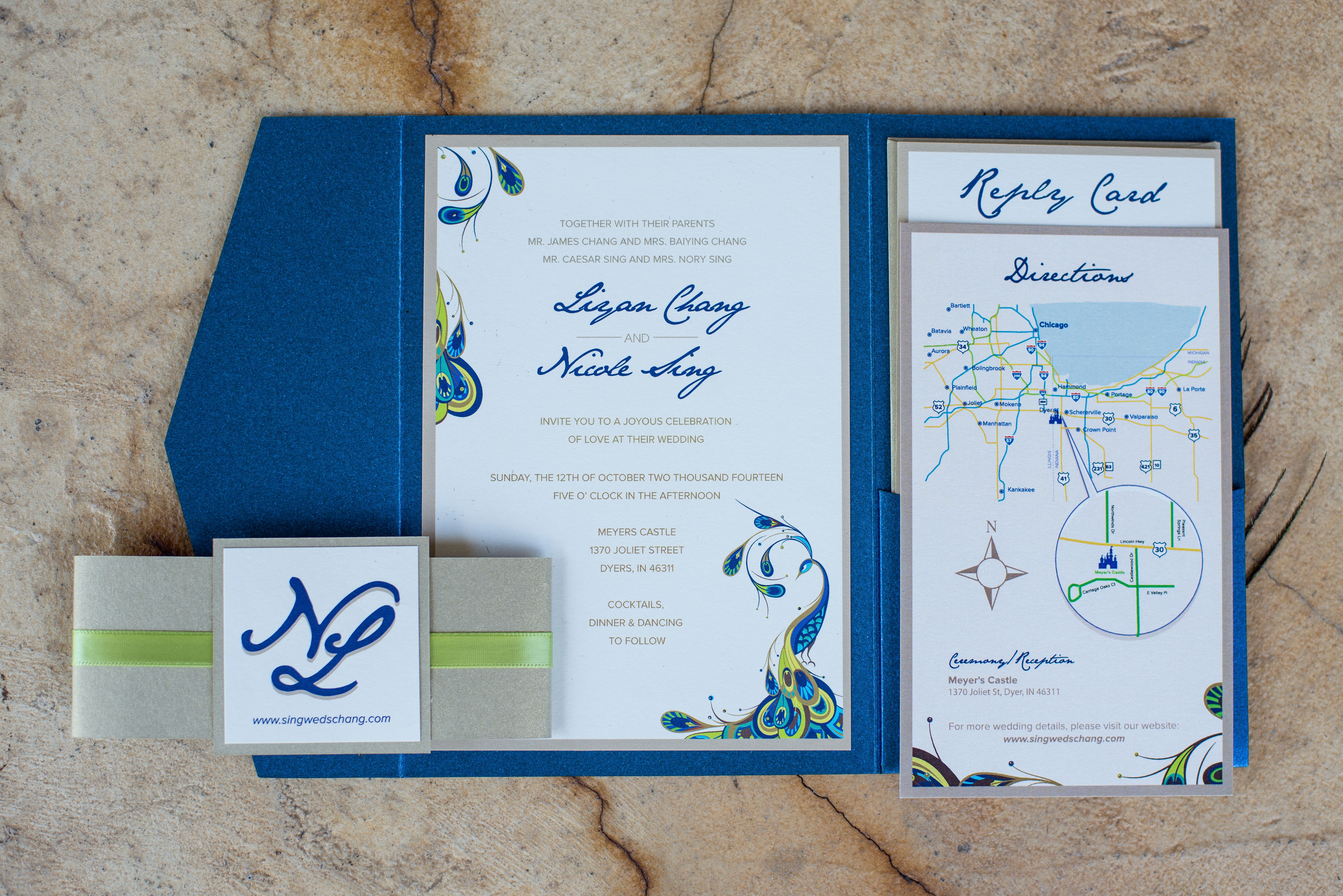 Peacock-Inspired Wedding Invitations