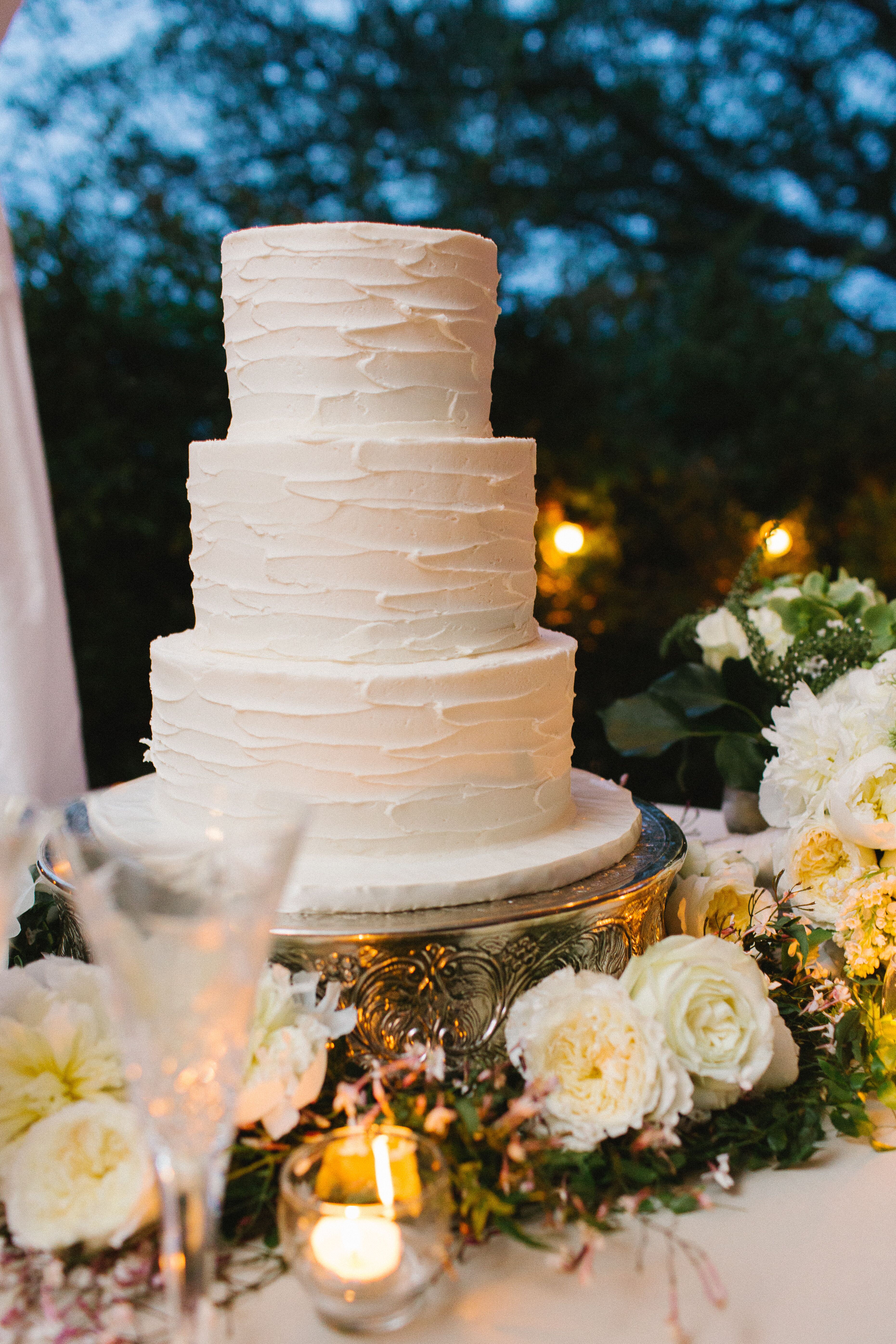 Textured White Buttercream Round Wedding Cake