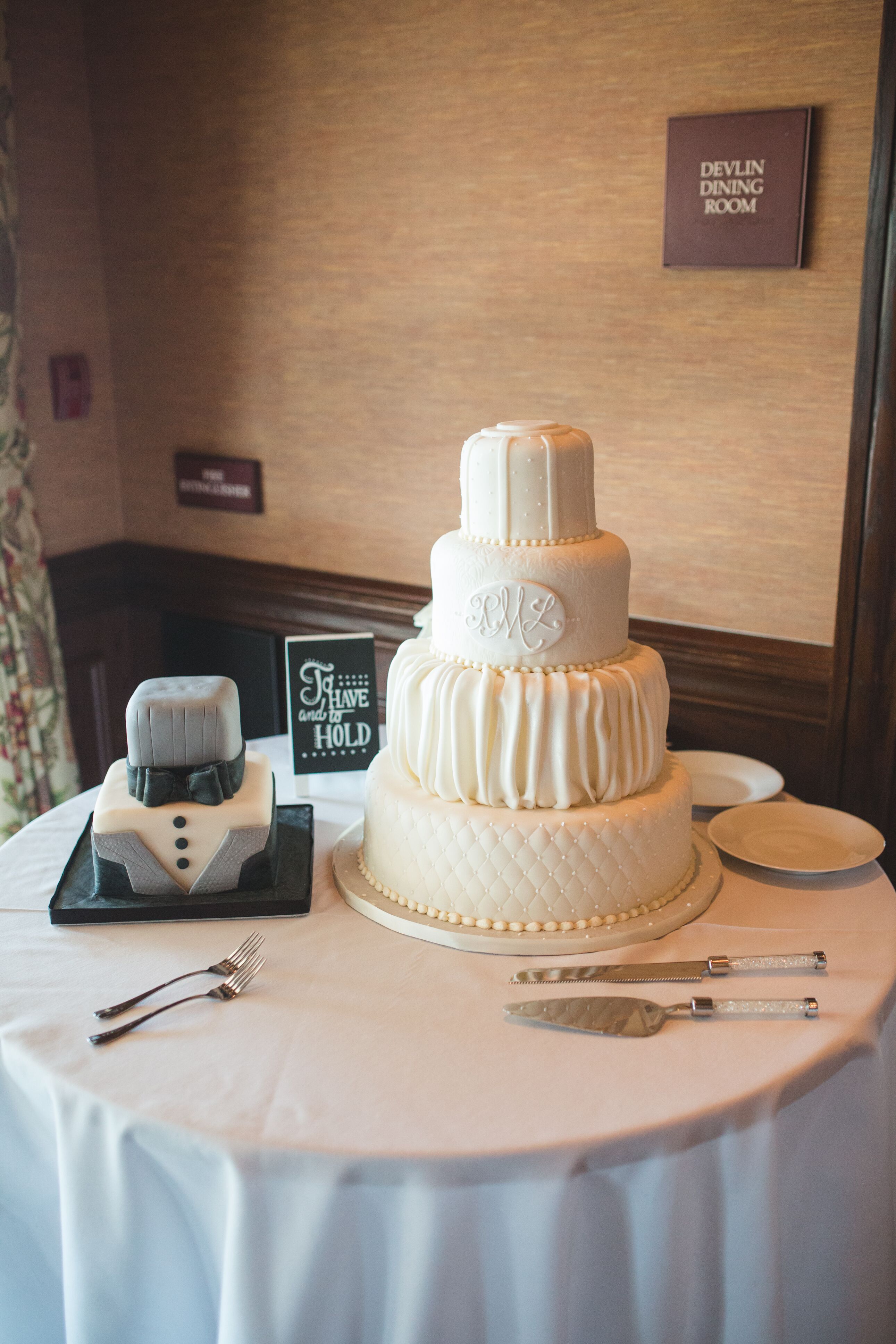 Wedding Cake and Grooms Cake Table