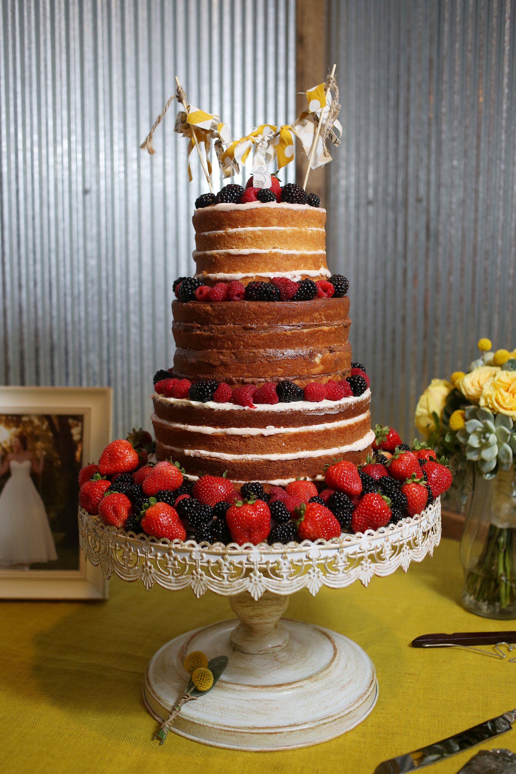 Three Tiered Naked Cake With Fresh Berries My Xxx Hot Girl 