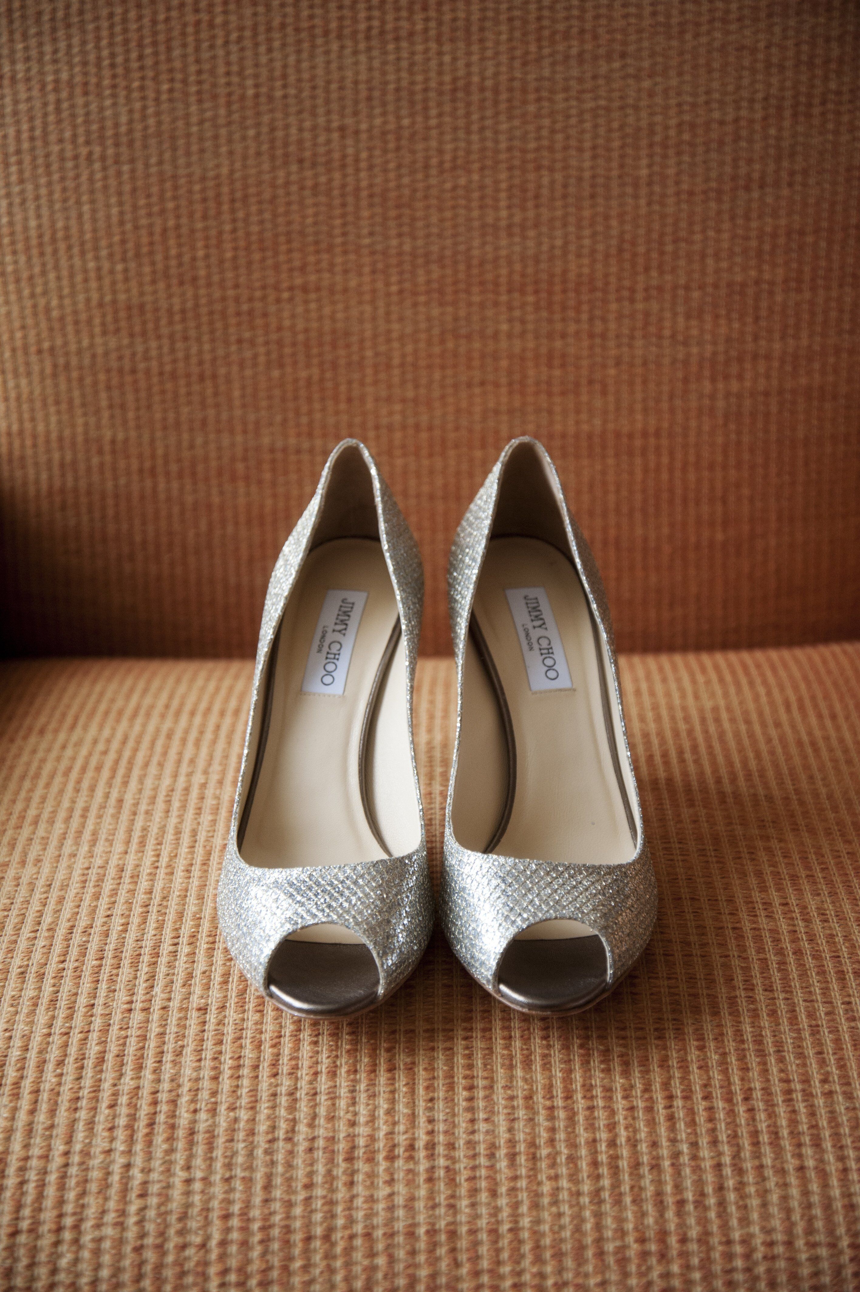 Silver Peep Toe Heels