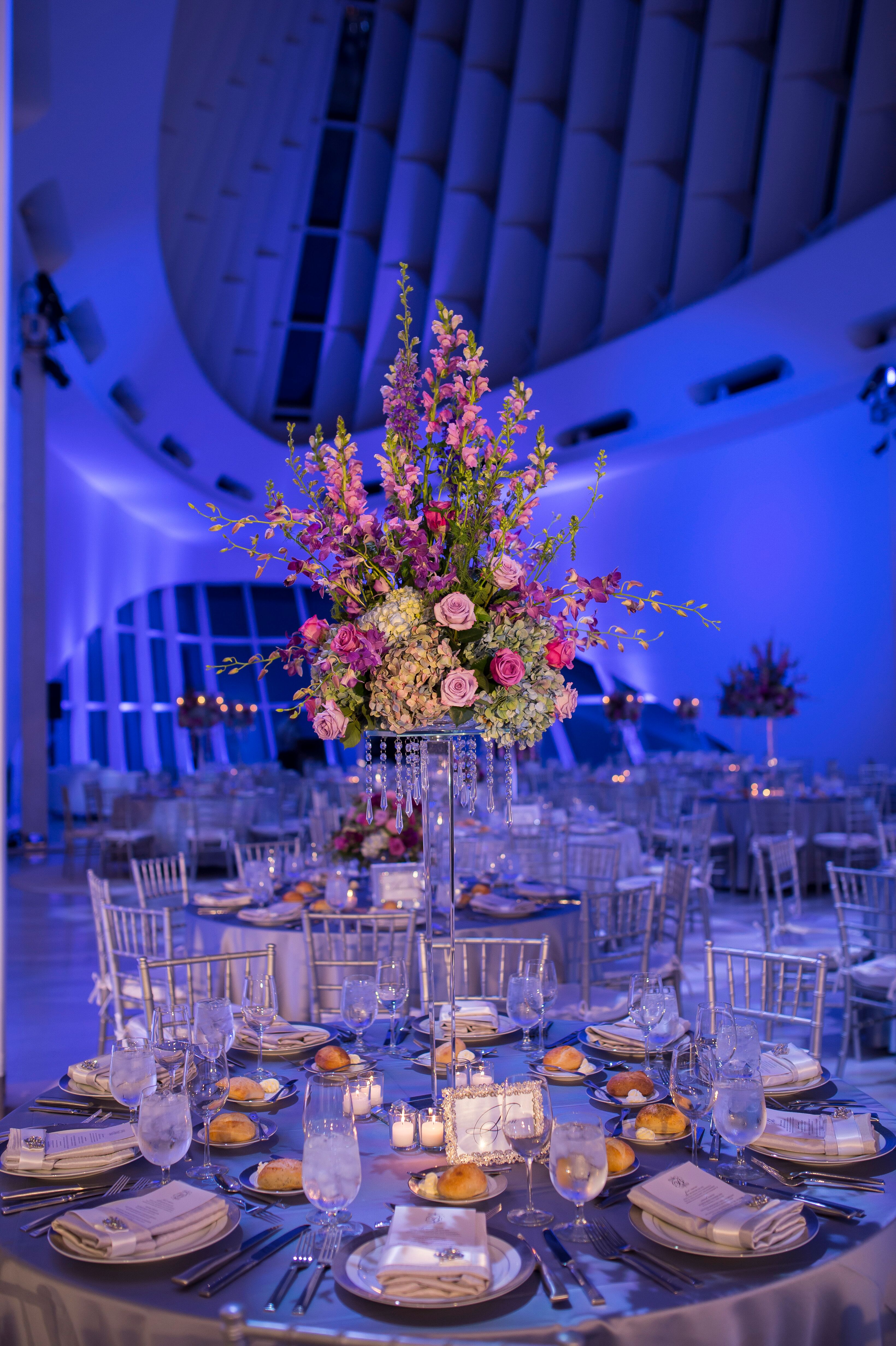 Large Lavender and Fuchsia Floral Centerpiece