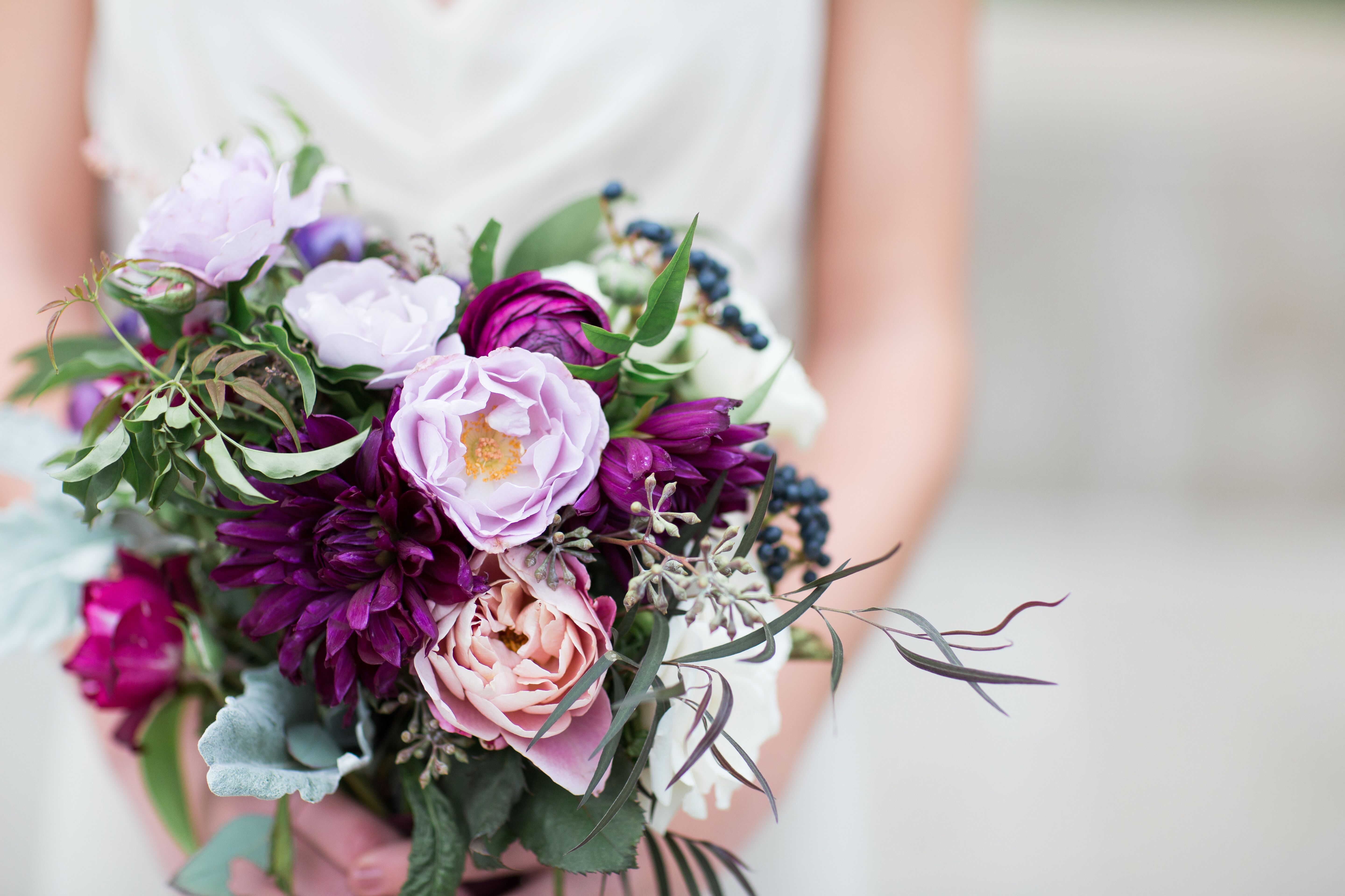 Purple Dahlia, Ranunculus, Peony Bouquets