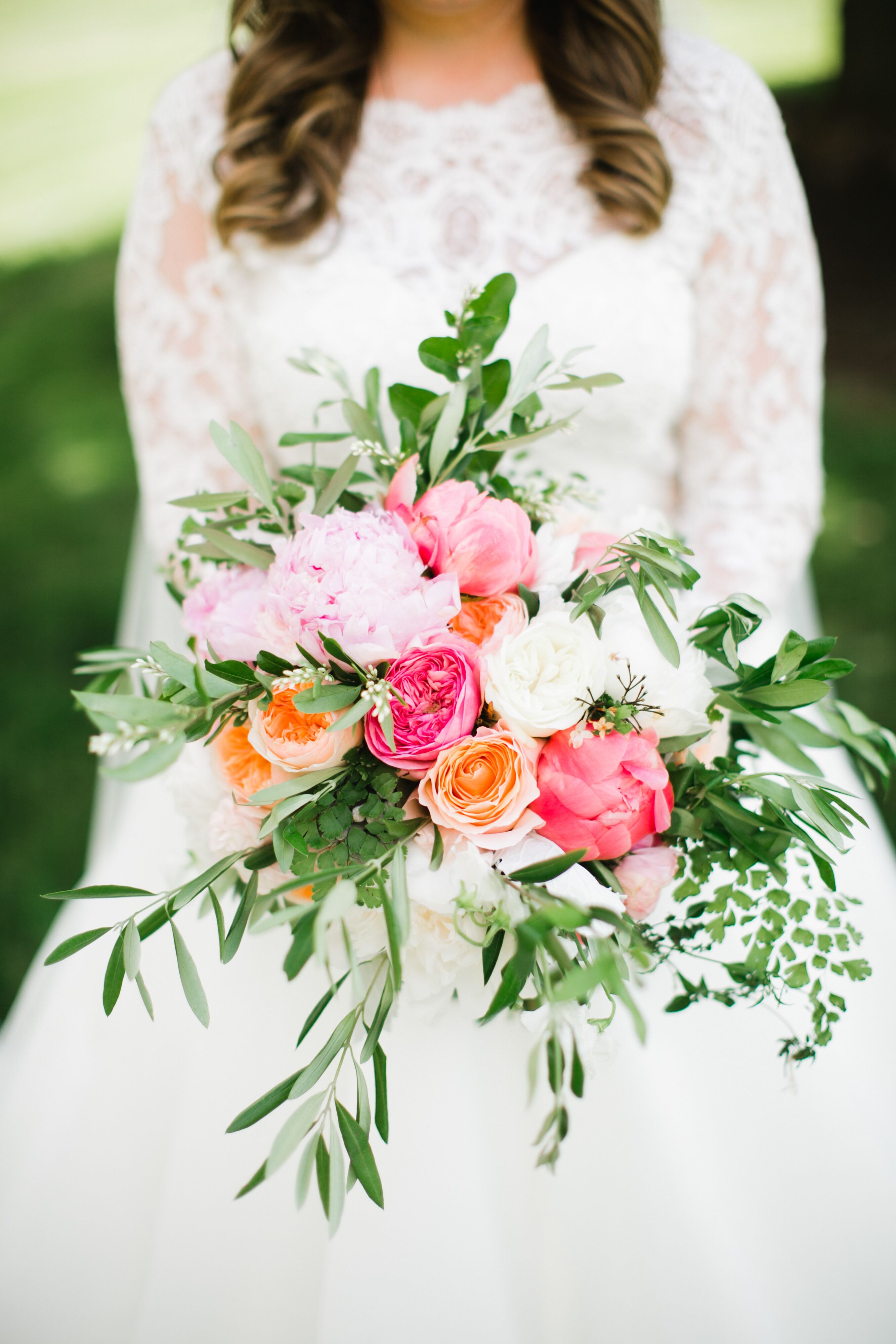 Bride Holding Colorful Bridal Bouquet