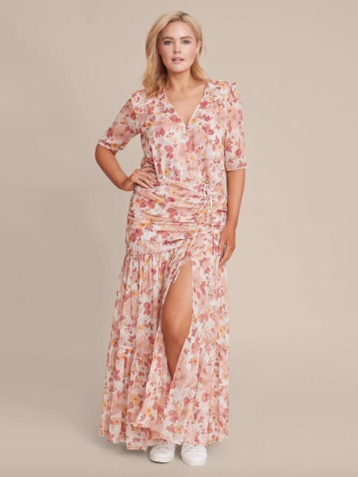 Plus size pink floral maxi dress