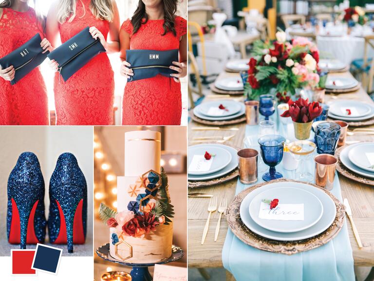 Scarlet and navy summer wedding color combo