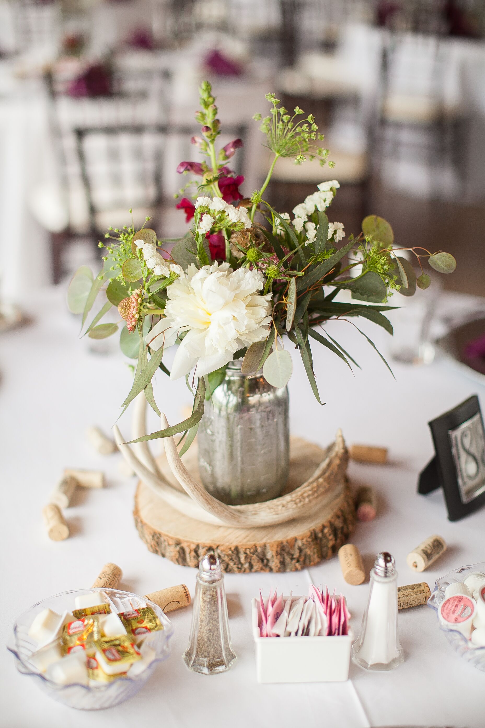 Rustic Wood and Antler Centerpiece