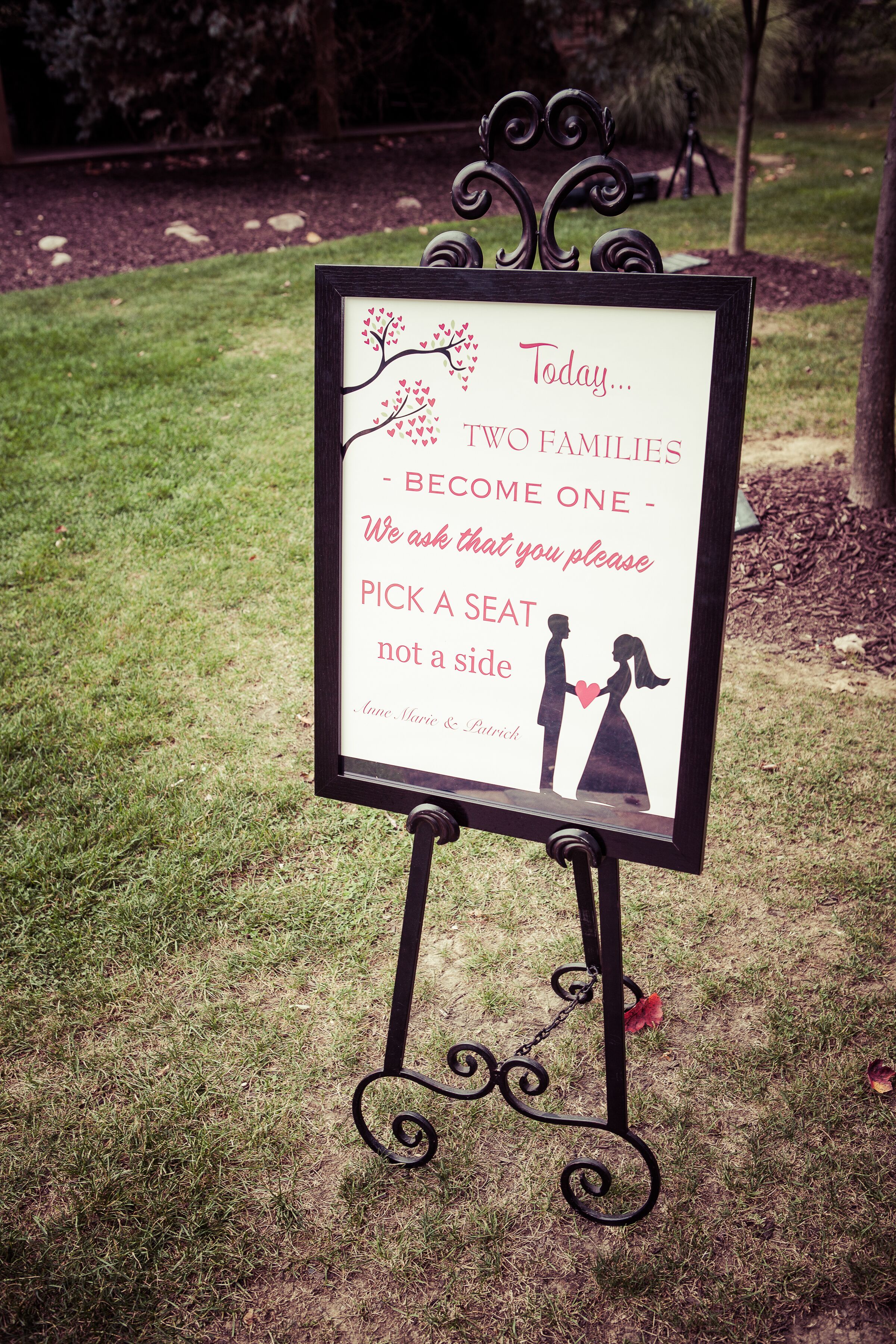 Wedding Easel Sign Rustic Wedding Wedding Seating Sign Wedding Ceremony either side of the aisle As two families will become one