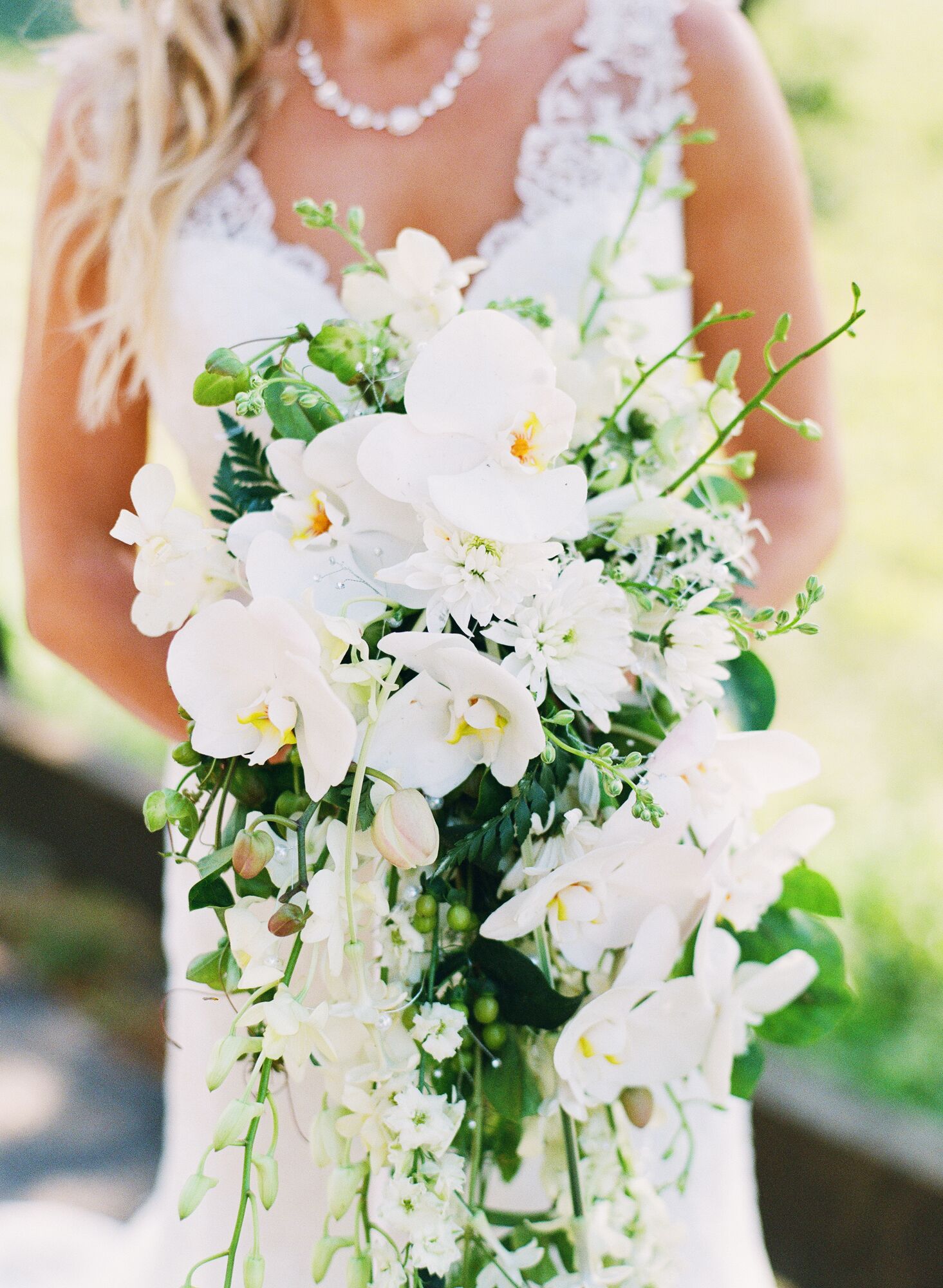 Cascading White Orchid Bridal Bouquet