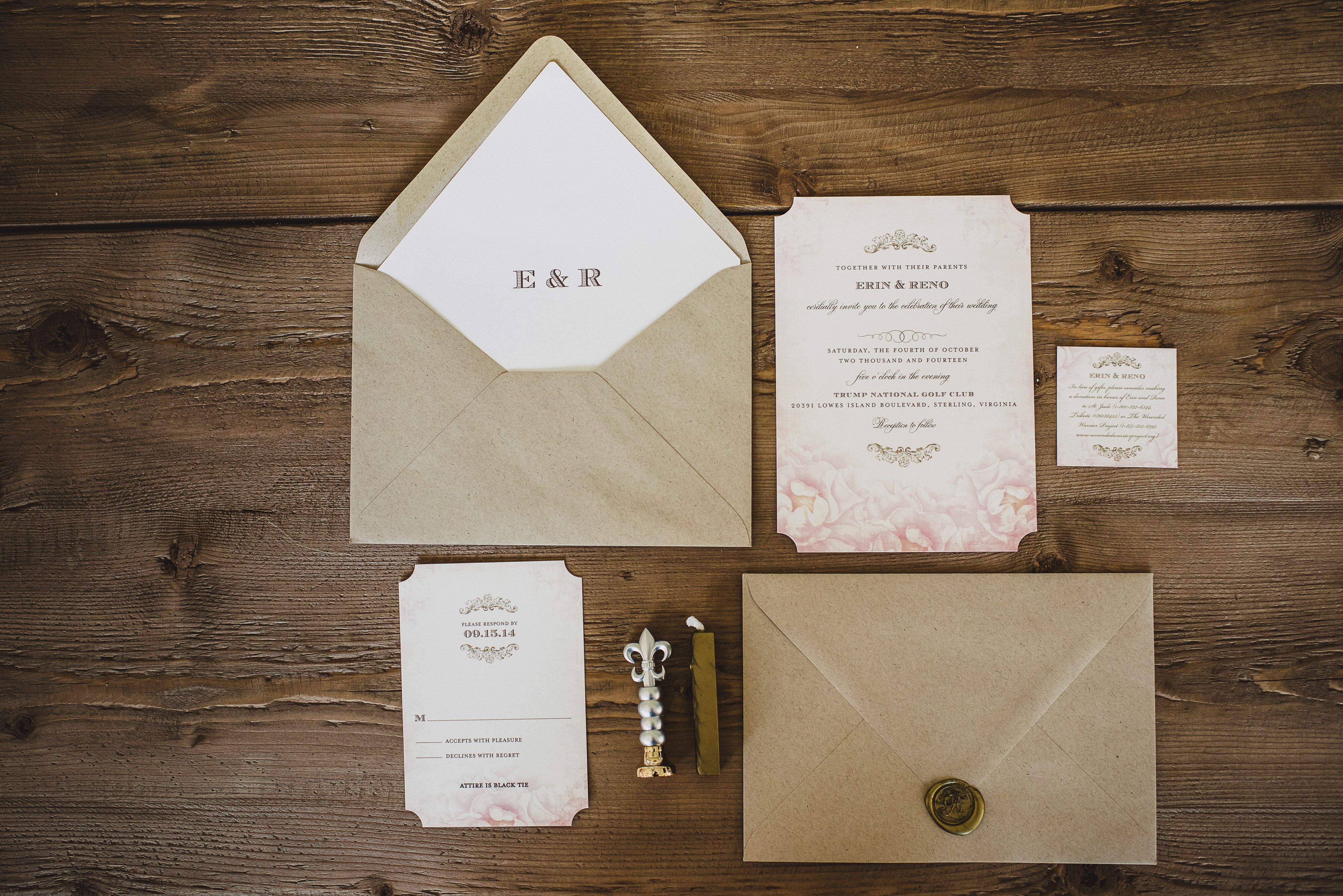 Taupe and Blush Invitation Suite by Wedding Paper Divas