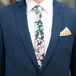 Navy Groom's Suit With Floral Tie