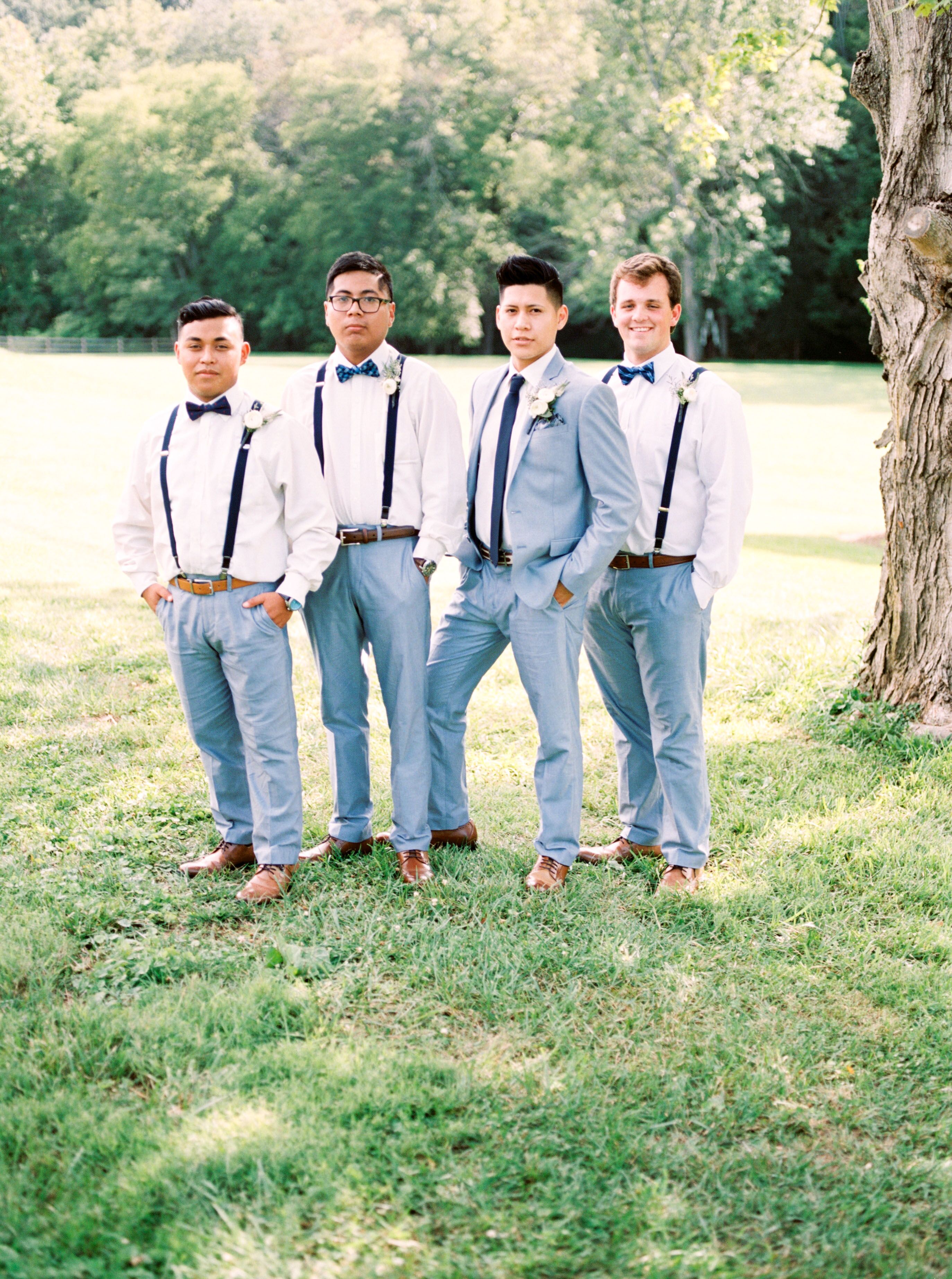 Pale Blue Trousers, Suspenders and Bow Ties