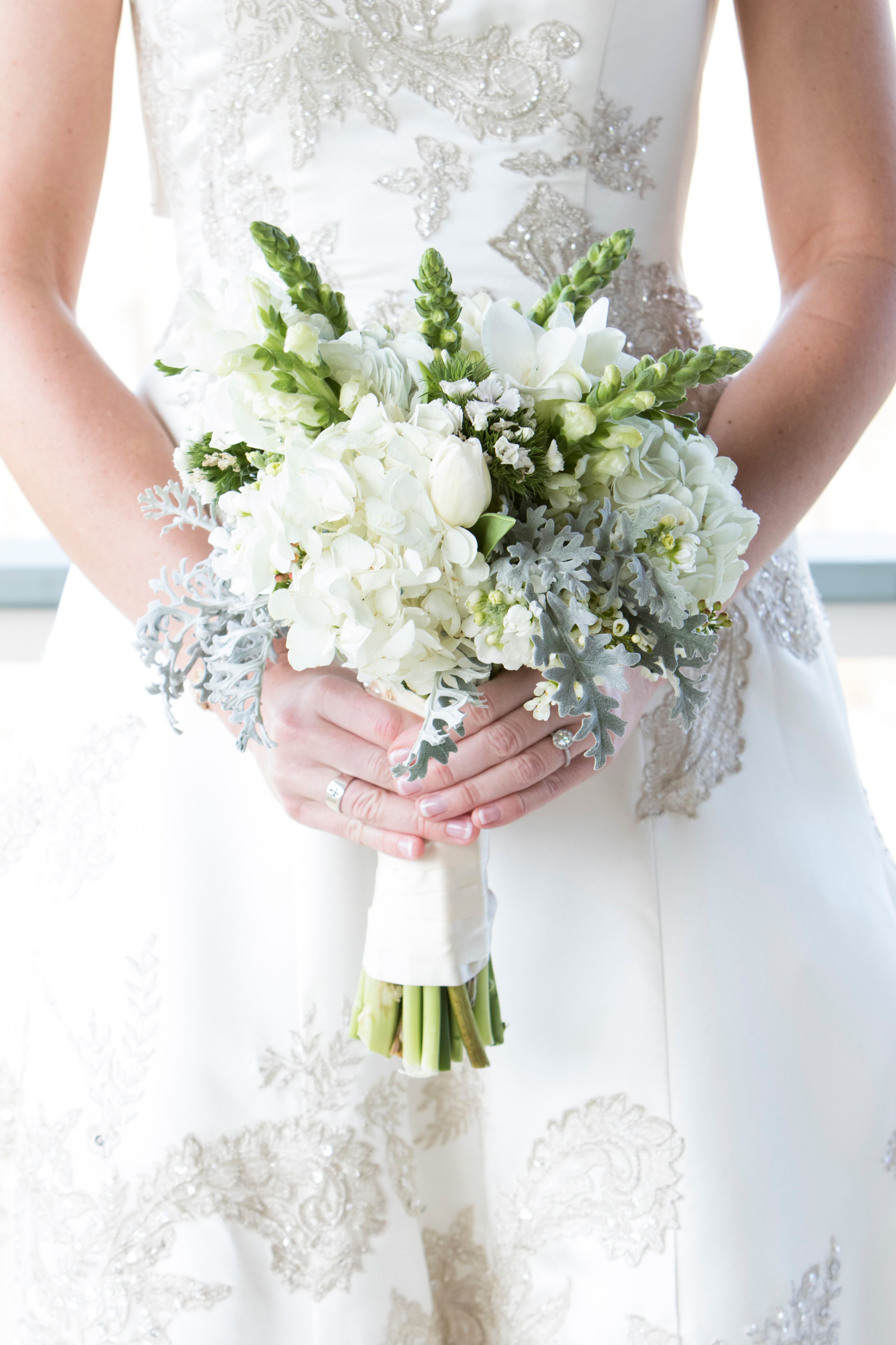 Winter White Bouquet in Texas Winter Wedding