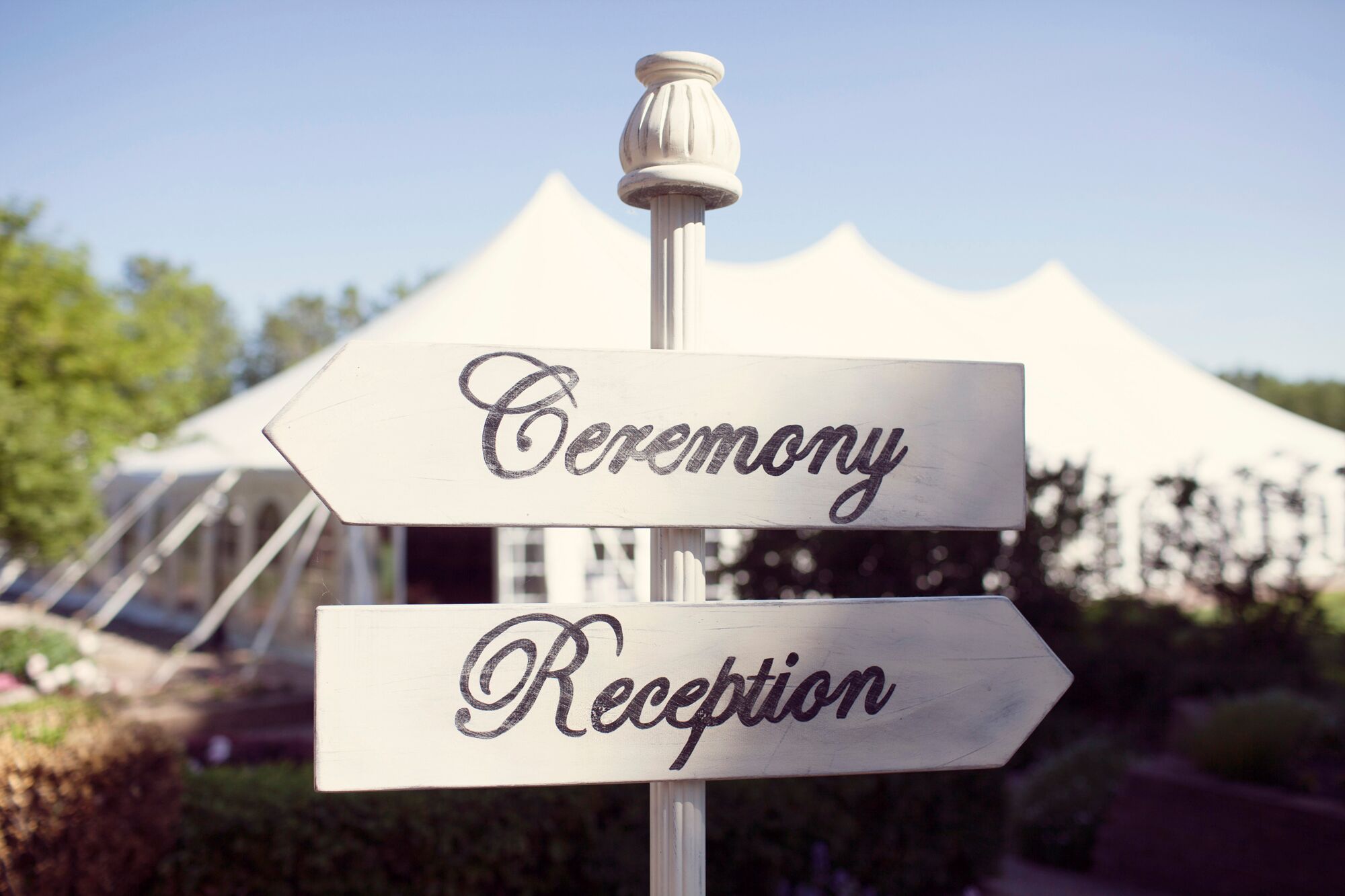 White and Black Ceremony and Reception Sign