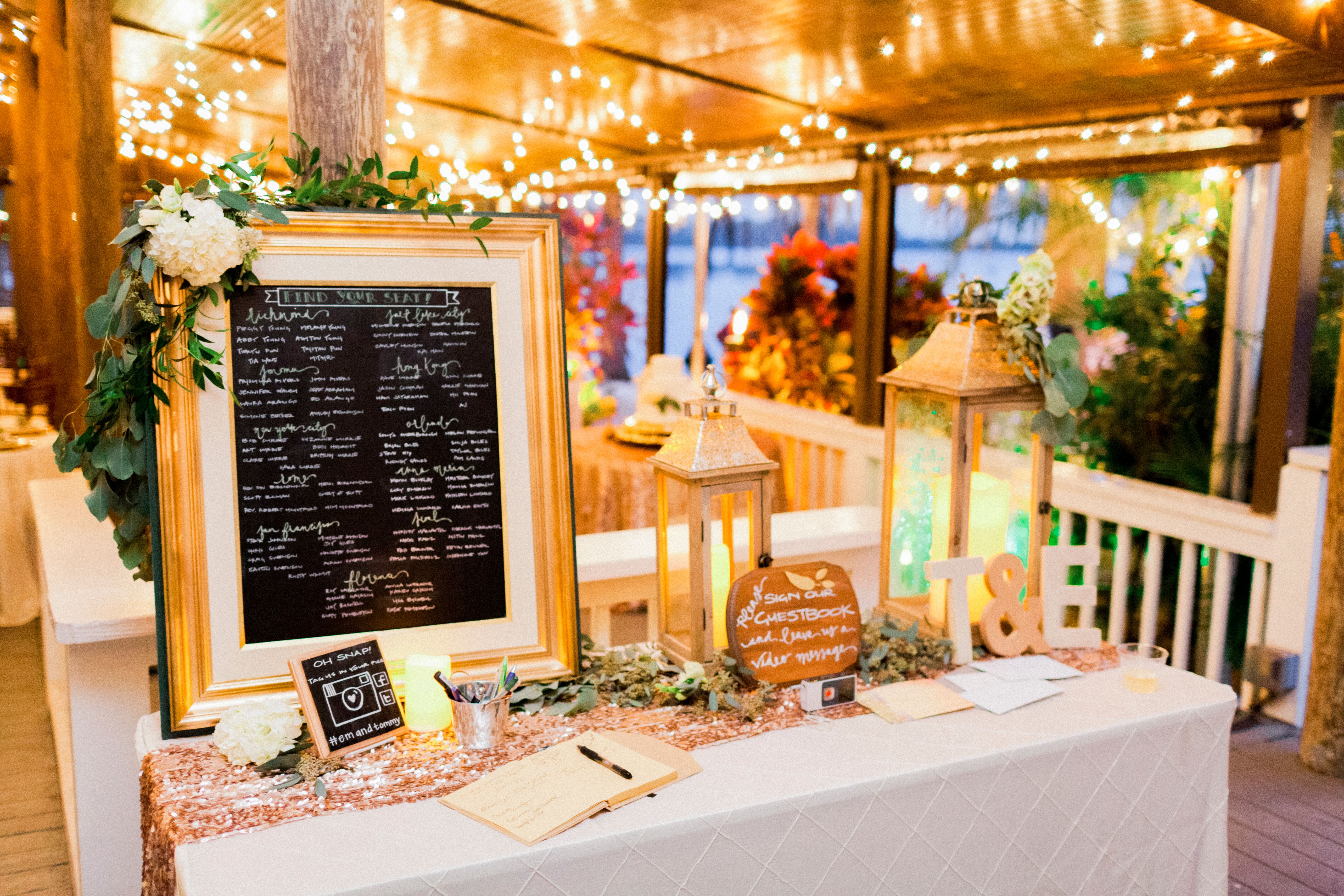 Gold DIY Seating Chart Entrance Table