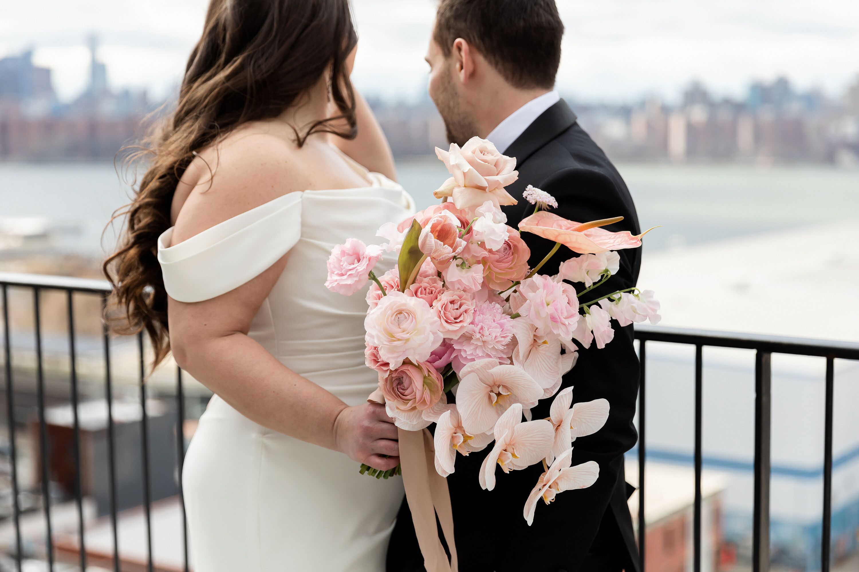 Blush Wedding Bouquet Of Garden Roses Anthuriums And Orchids