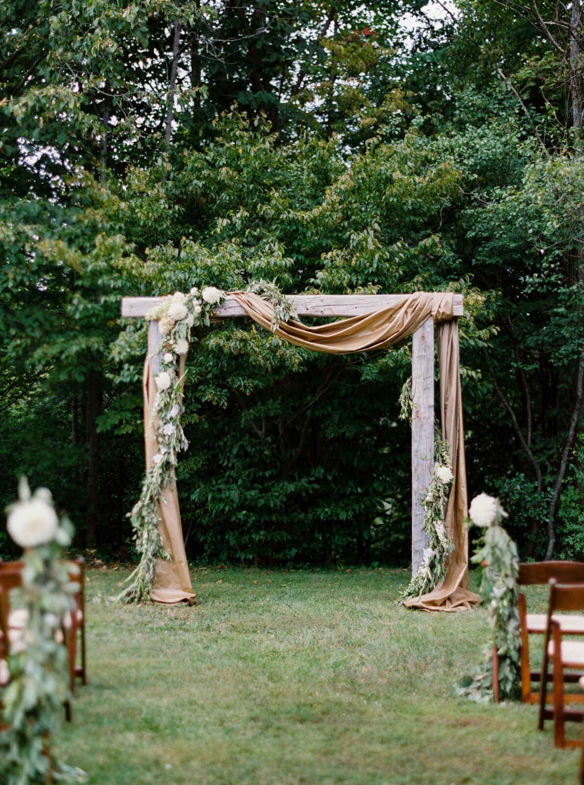 Rustic Wooden Wedding Arch With Eucalyptus Garland