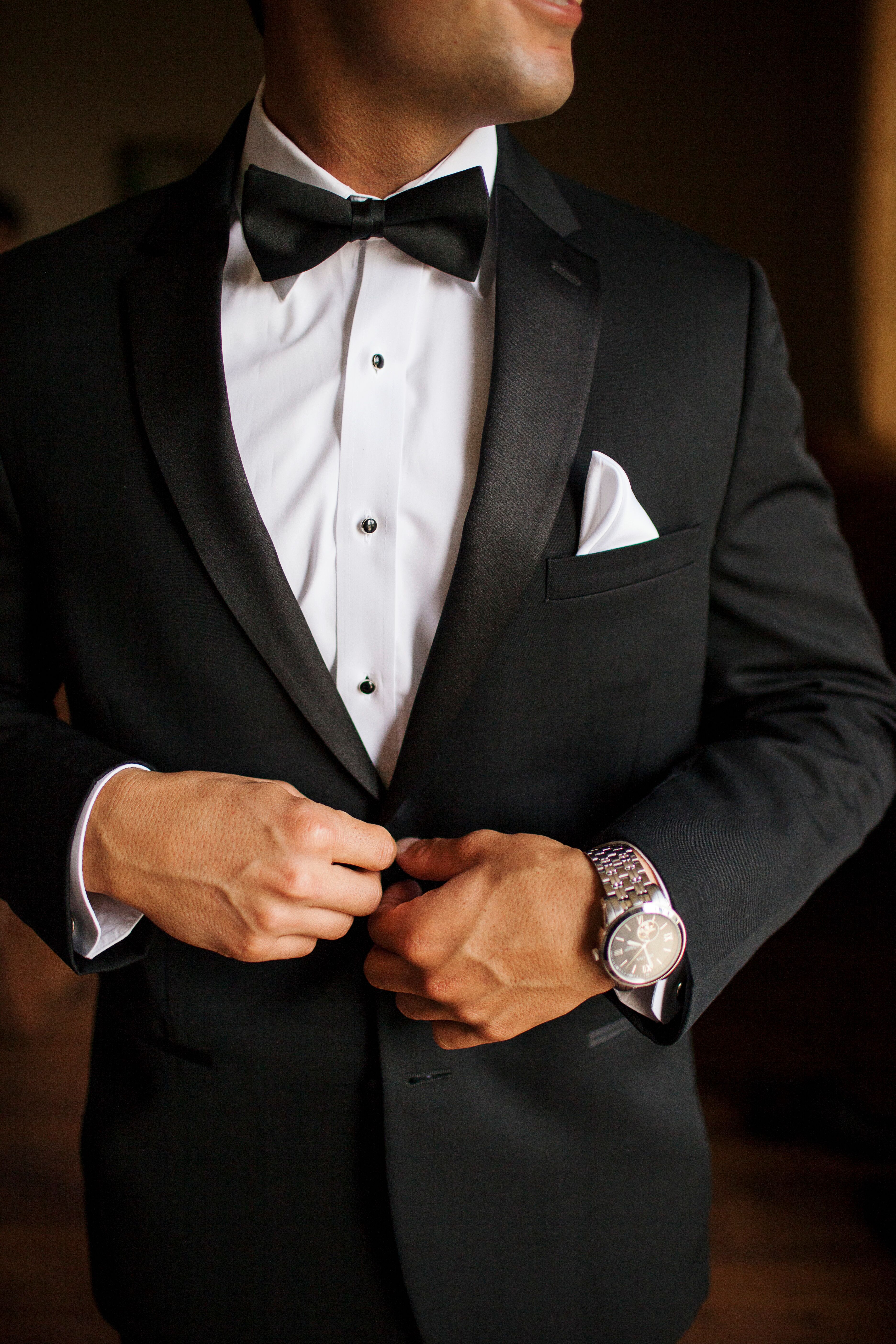 Classic Black Suit With Bow Tie