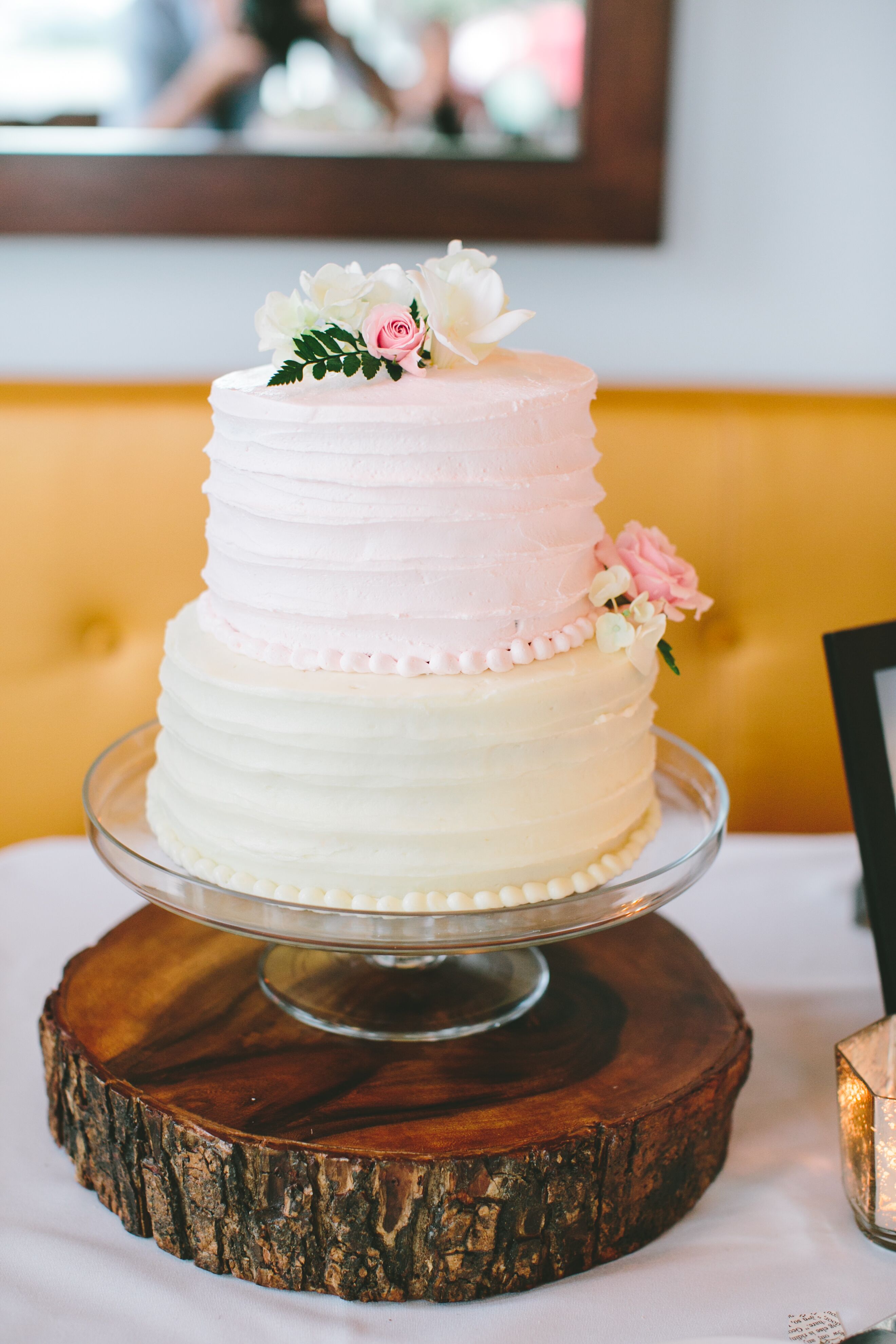 Pink and Ivory Buttercream Wedding Cake