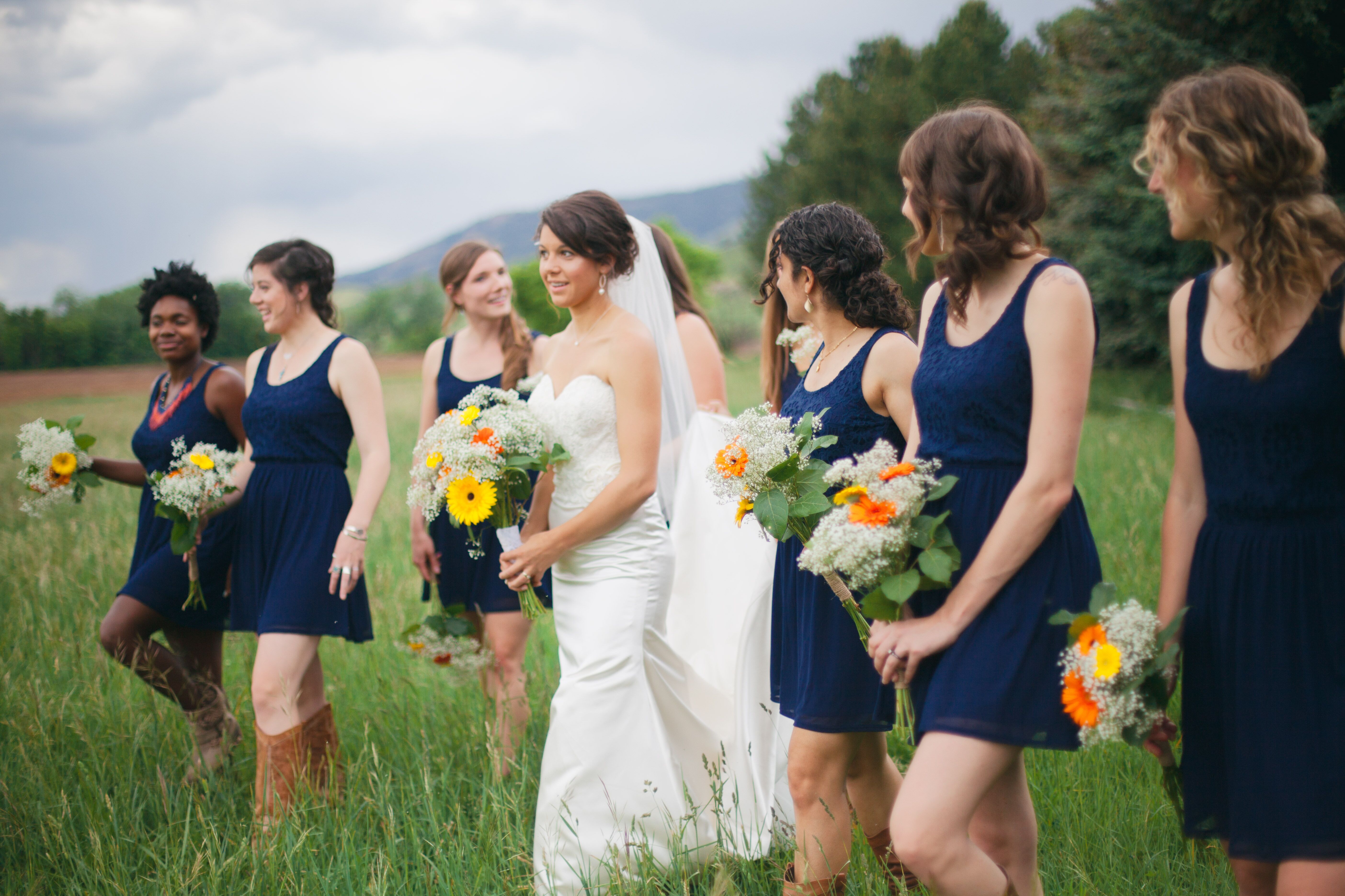 Navy blue dress with cheap cowboy boots