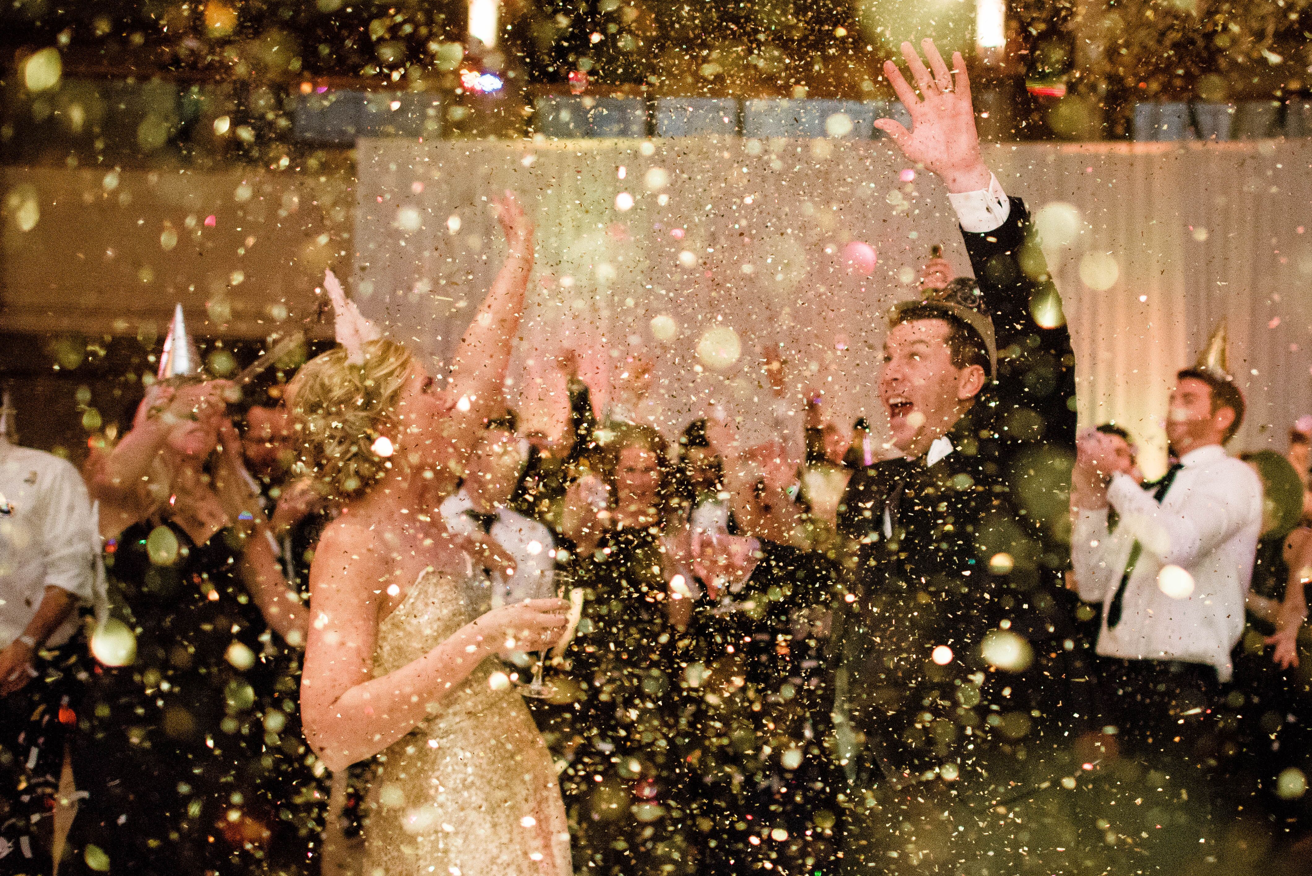 Confetti at New Year's Eve Wedding Reception