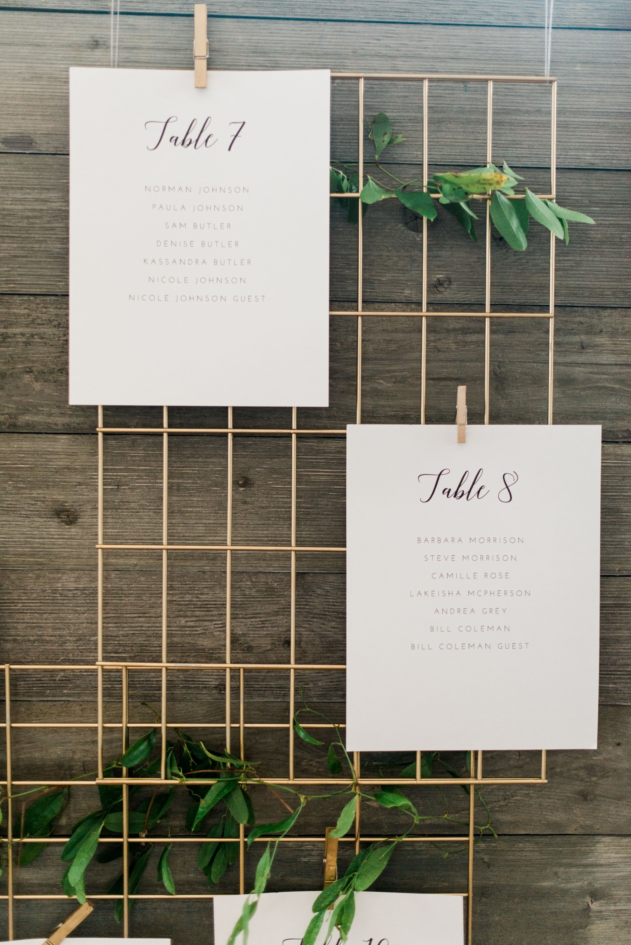 Calligraphy Table Number Display on Gold Geometric Frame
