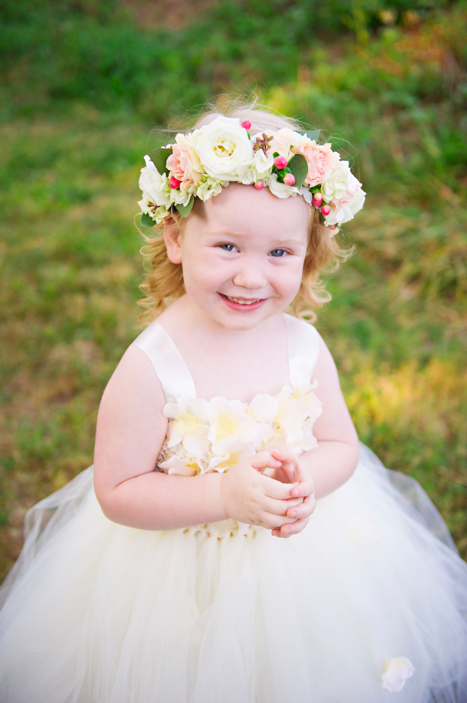 Tulle Flower Girl Dress with Flower Appliques