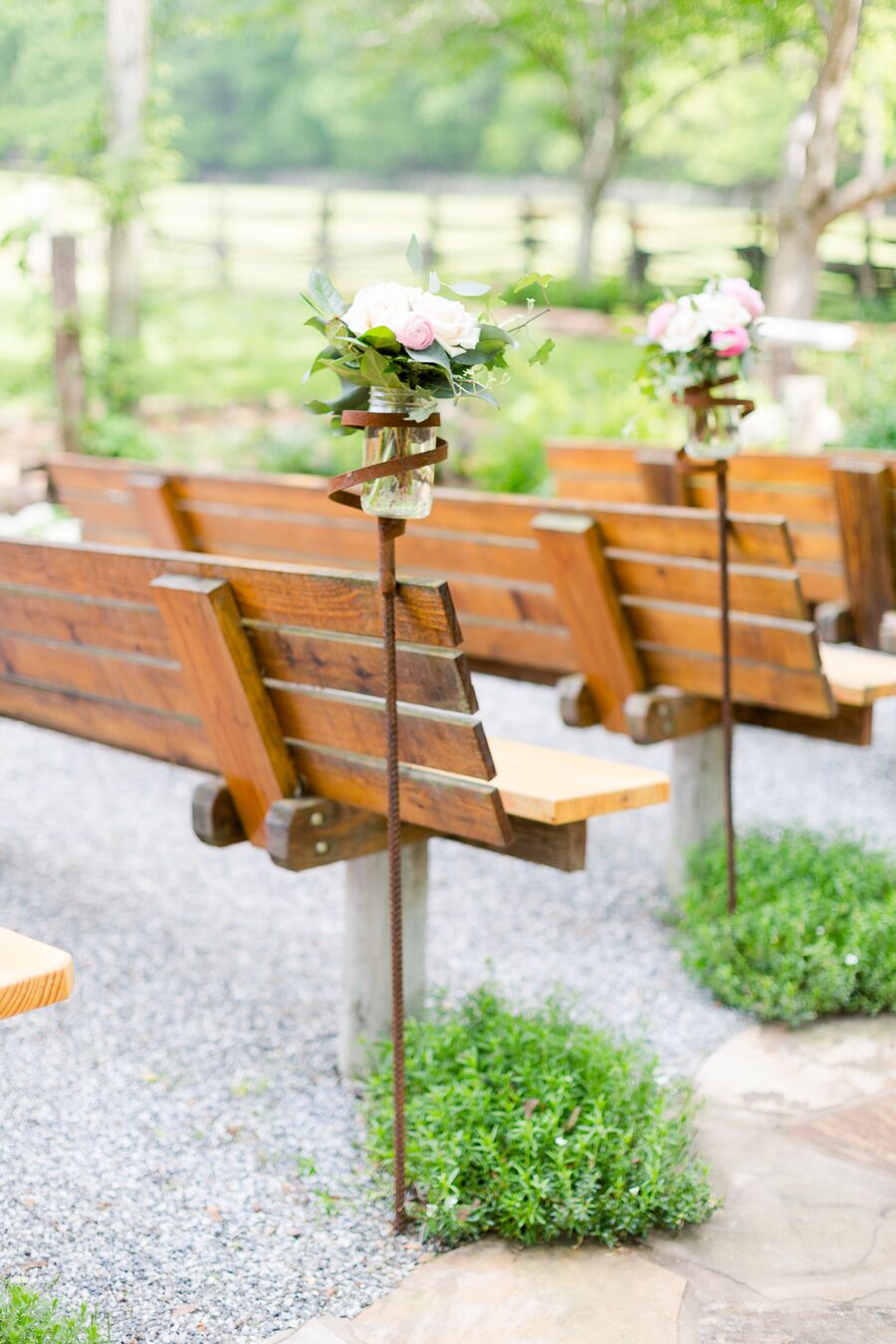 Mason Jar Flower Arrangements in Iron Holders