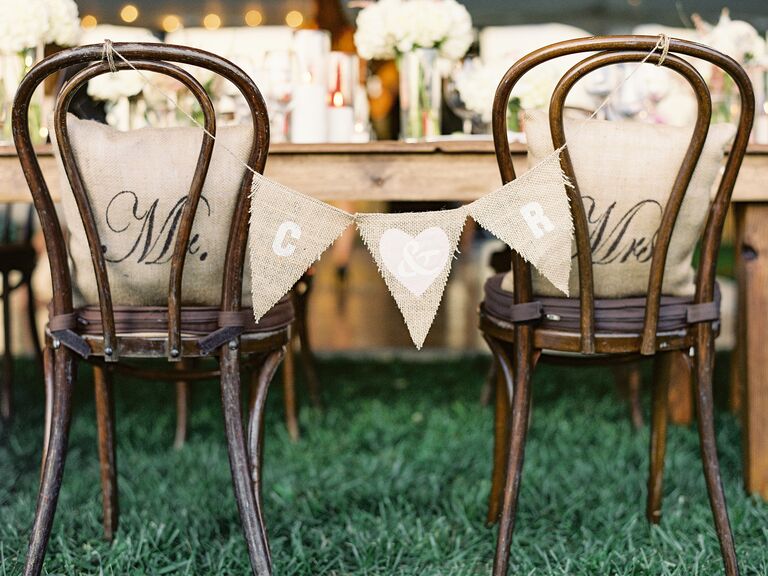 Mr and Mrs burlap chair sign