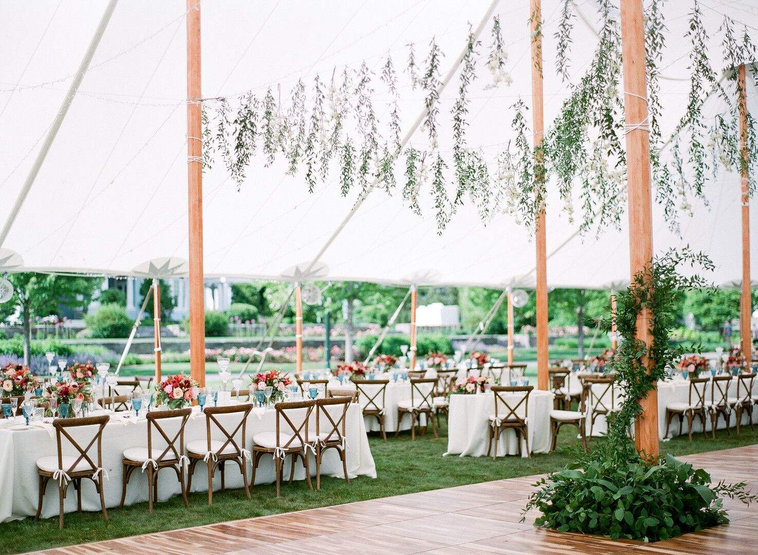 Tented Backyard Wedding With Hanging Decor