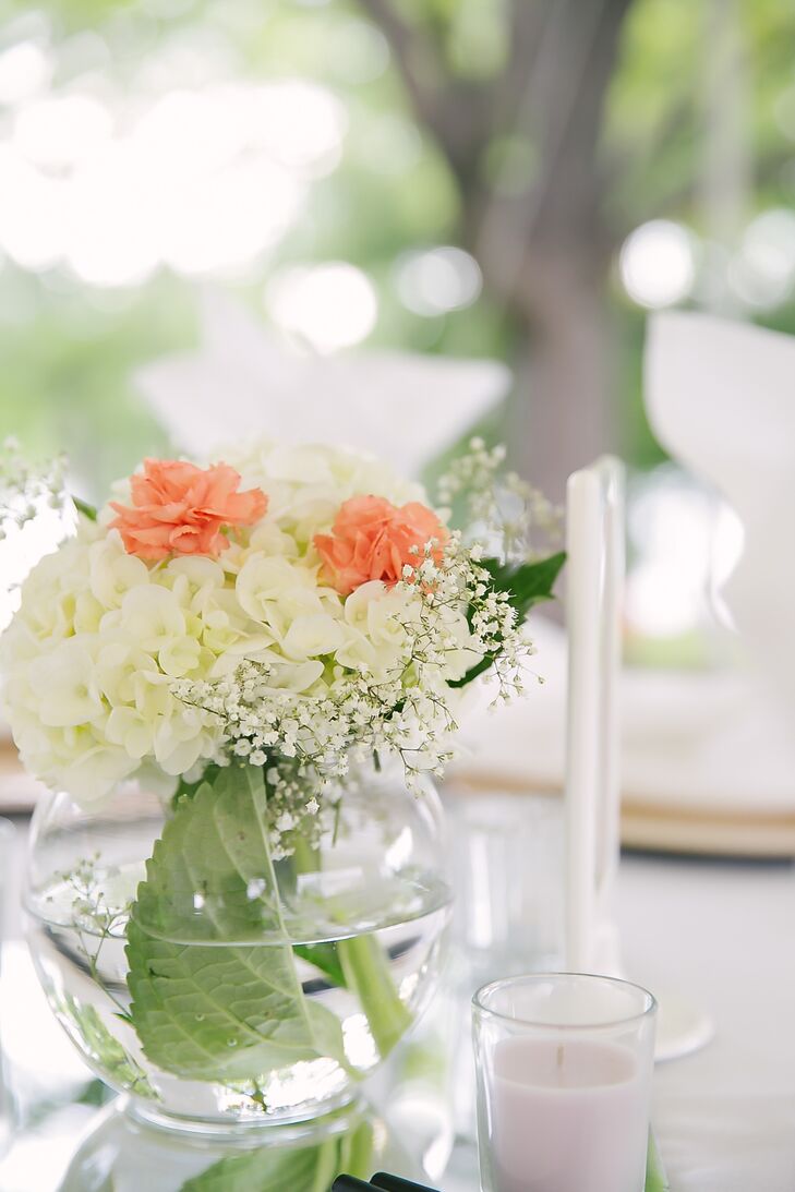 wedding ideas 7/11 Carnation and Hydrangea, Breath Centerpiece Baby's