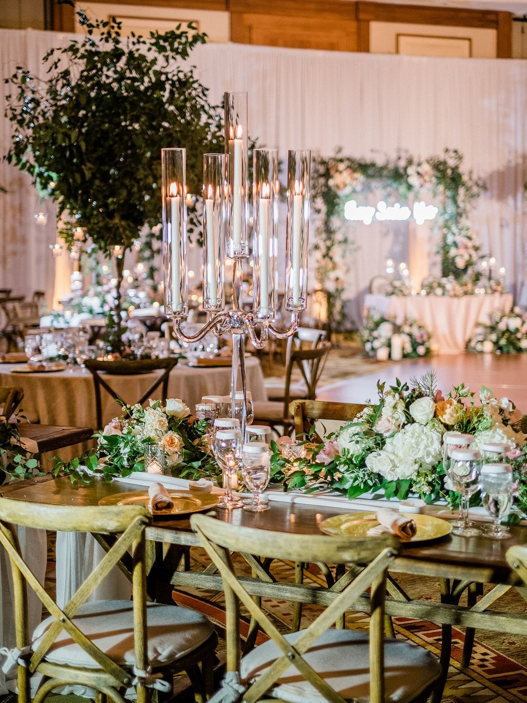 Ballroom Wedding Reception With Taper Candles