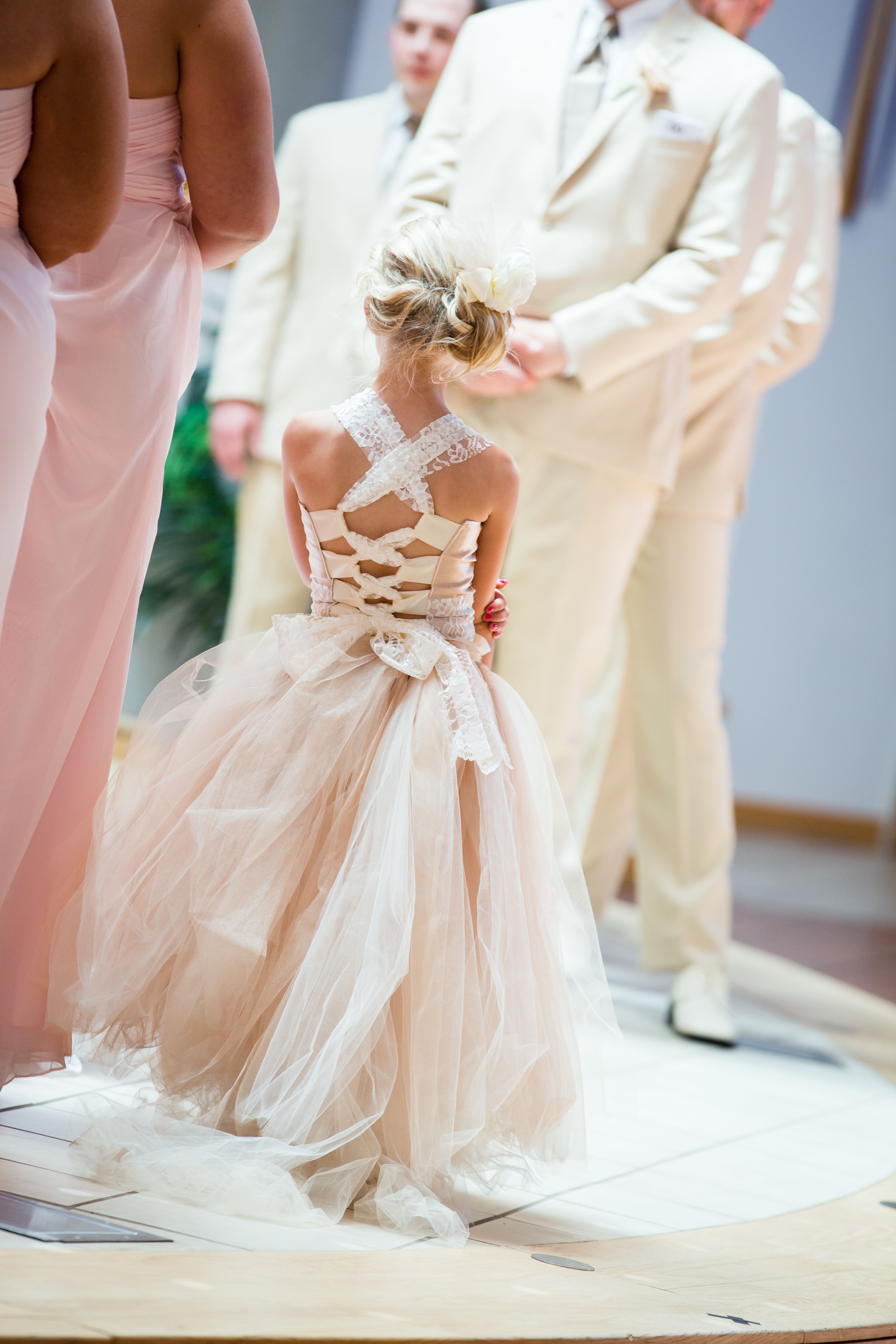 Corset-Back Tulle Flower Girl Dress