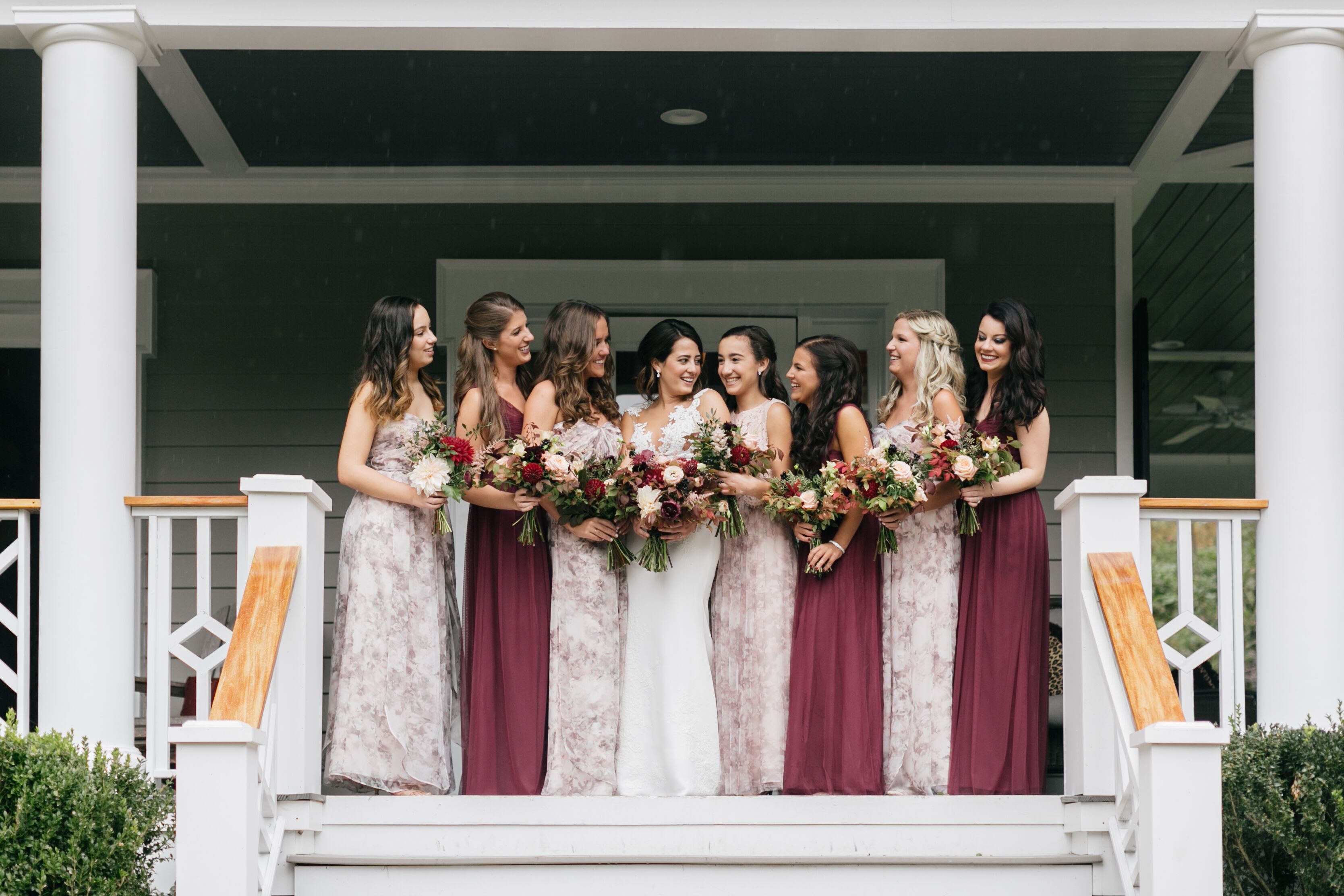 floral burgundy bridesmaid dress