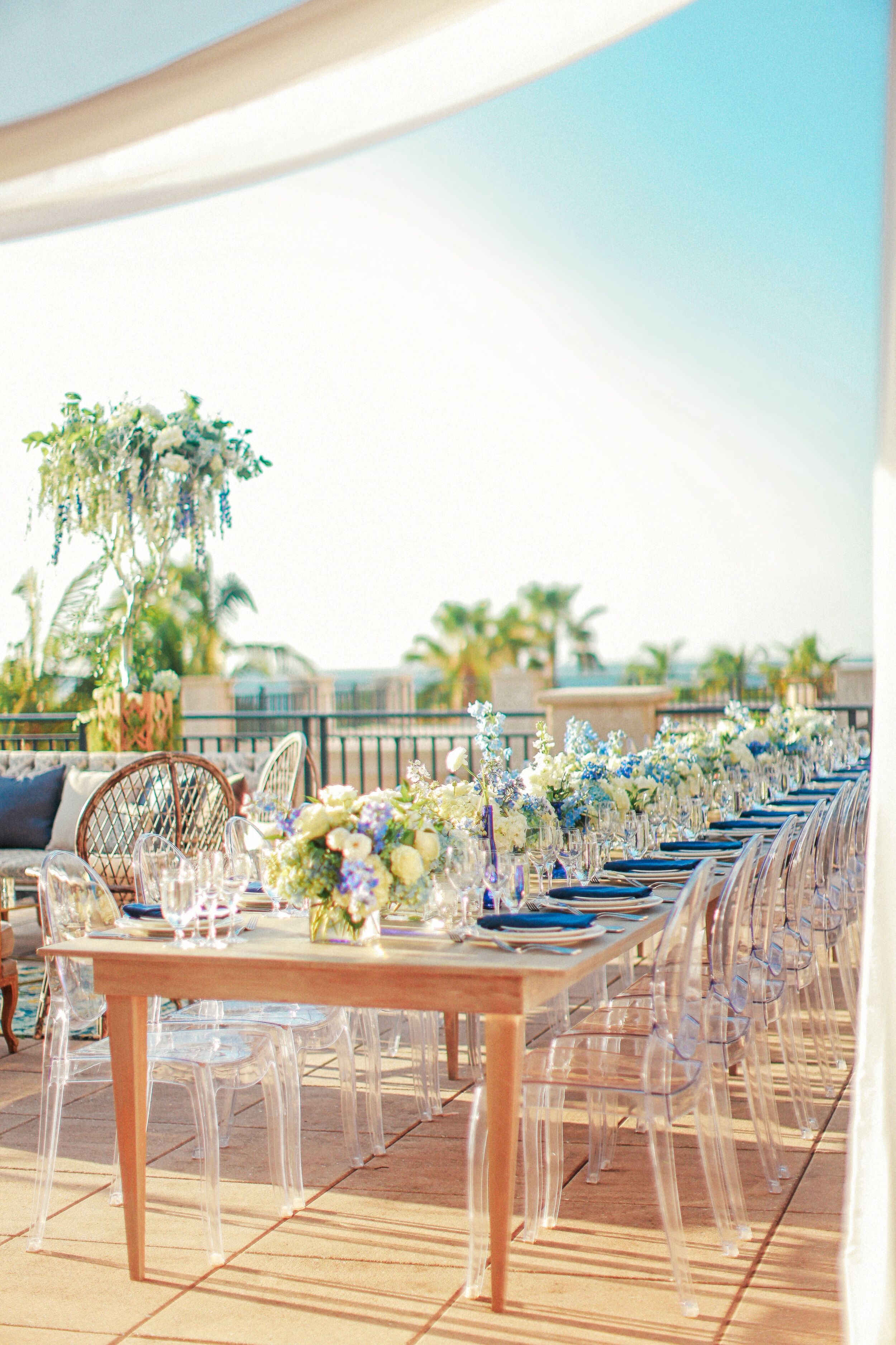 Preppy Wood Farm Table with Ghost Chairs