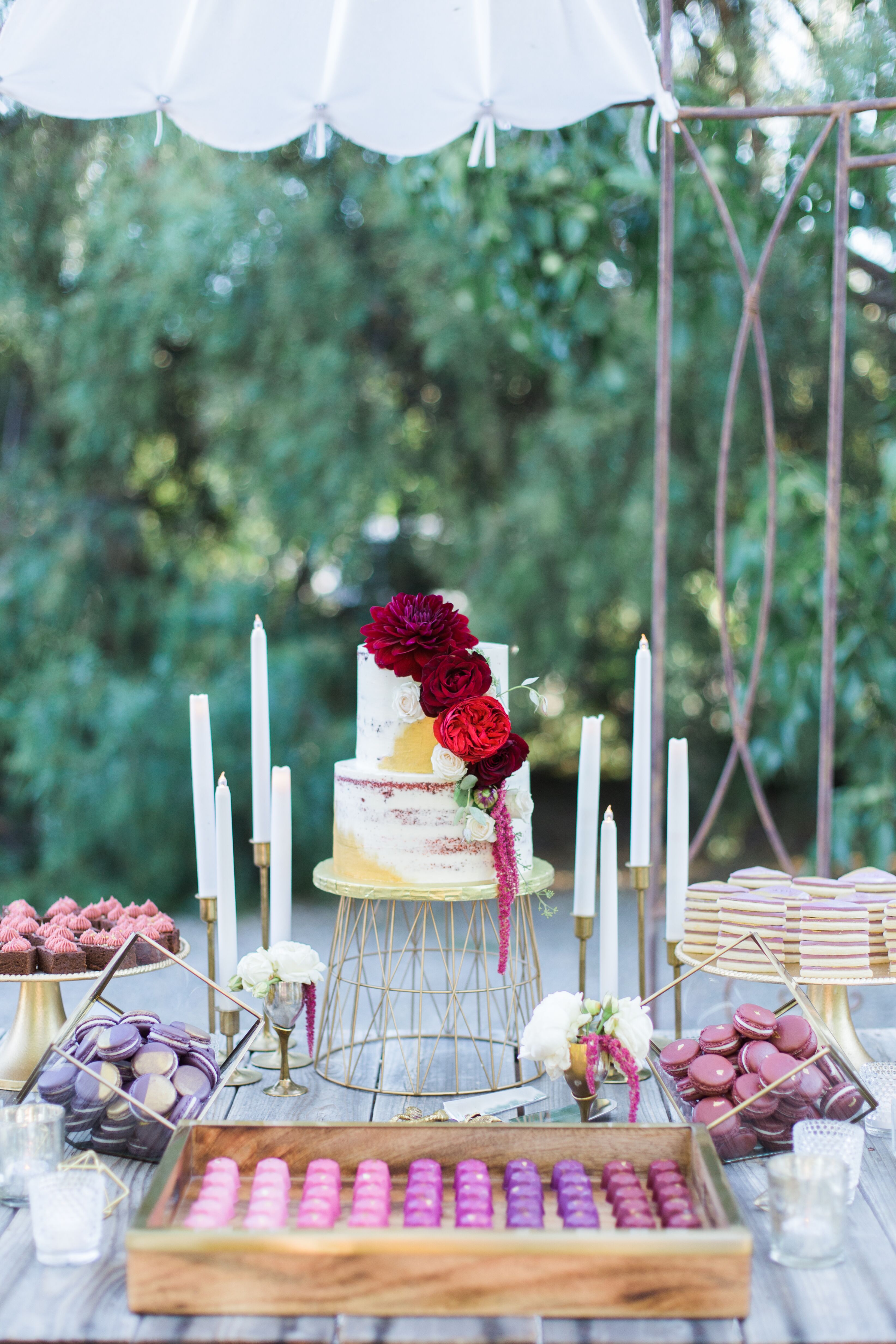 Simple Wedding Cake and Dessert Table