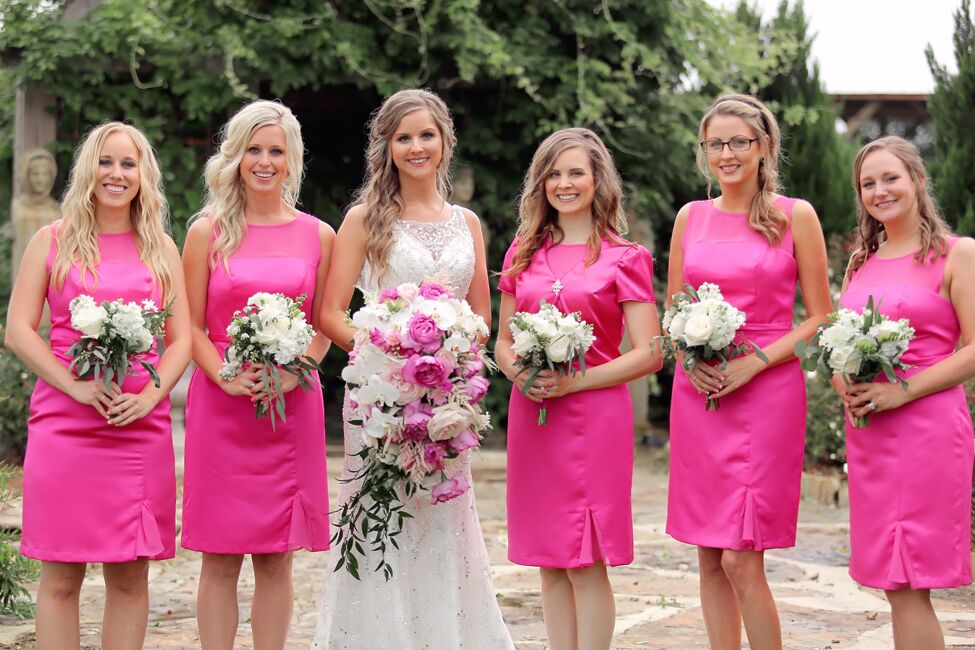 bright pink bridesmaid dress