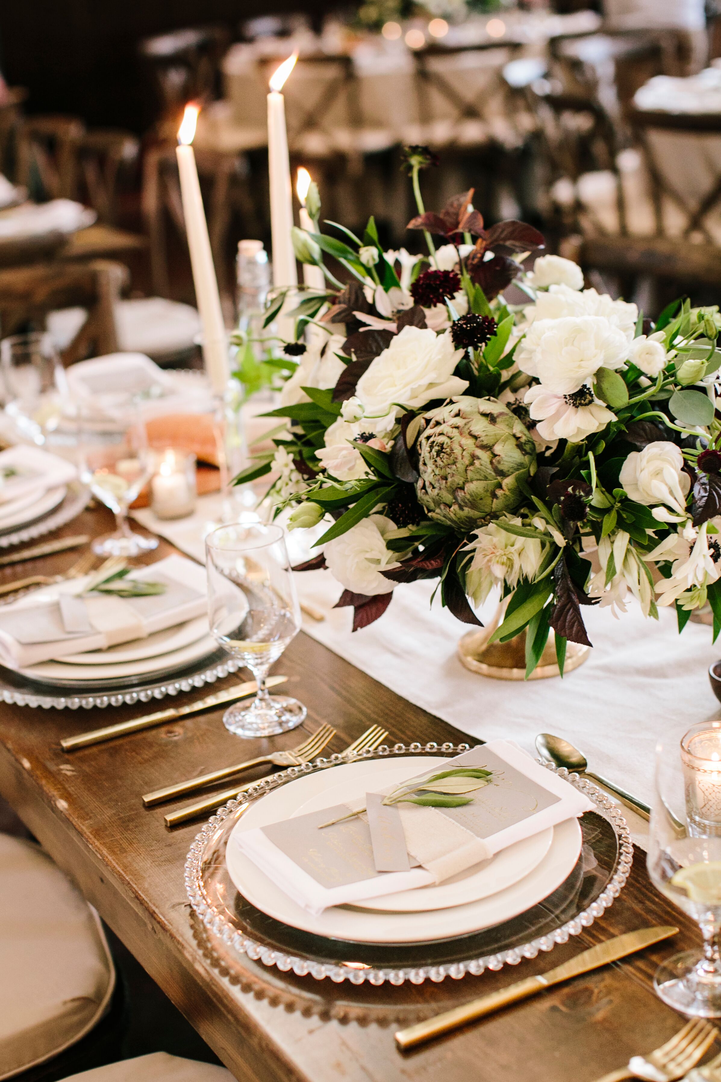 Fresh Artichoke Centerpiece With Anemones